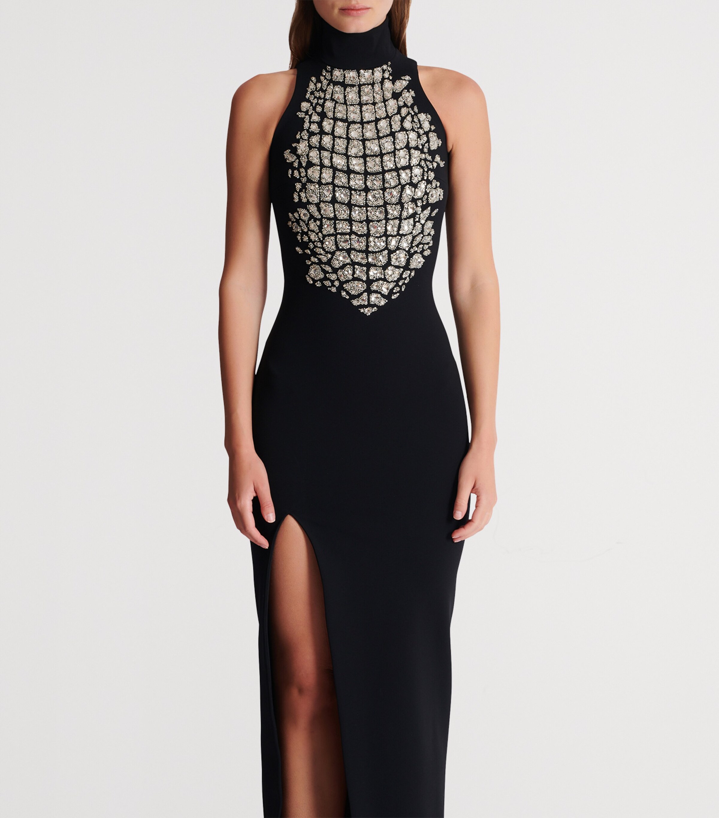 Crystal-Embellished Slit Maxi Dress EHV NOIR/CRISTAL Image 7