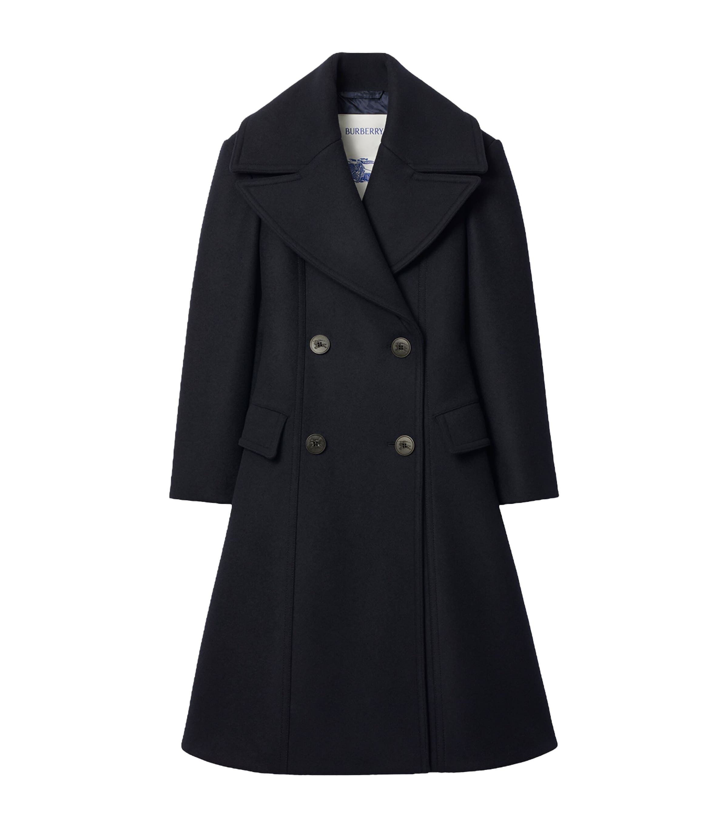 Burberry Womens Wool Tailored Coat Navy Image 1