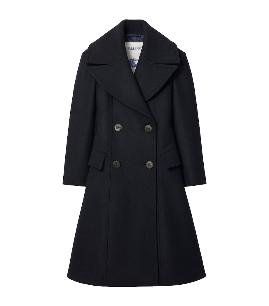 Burberry Womens Wool Tailored Coat Navy Image 1