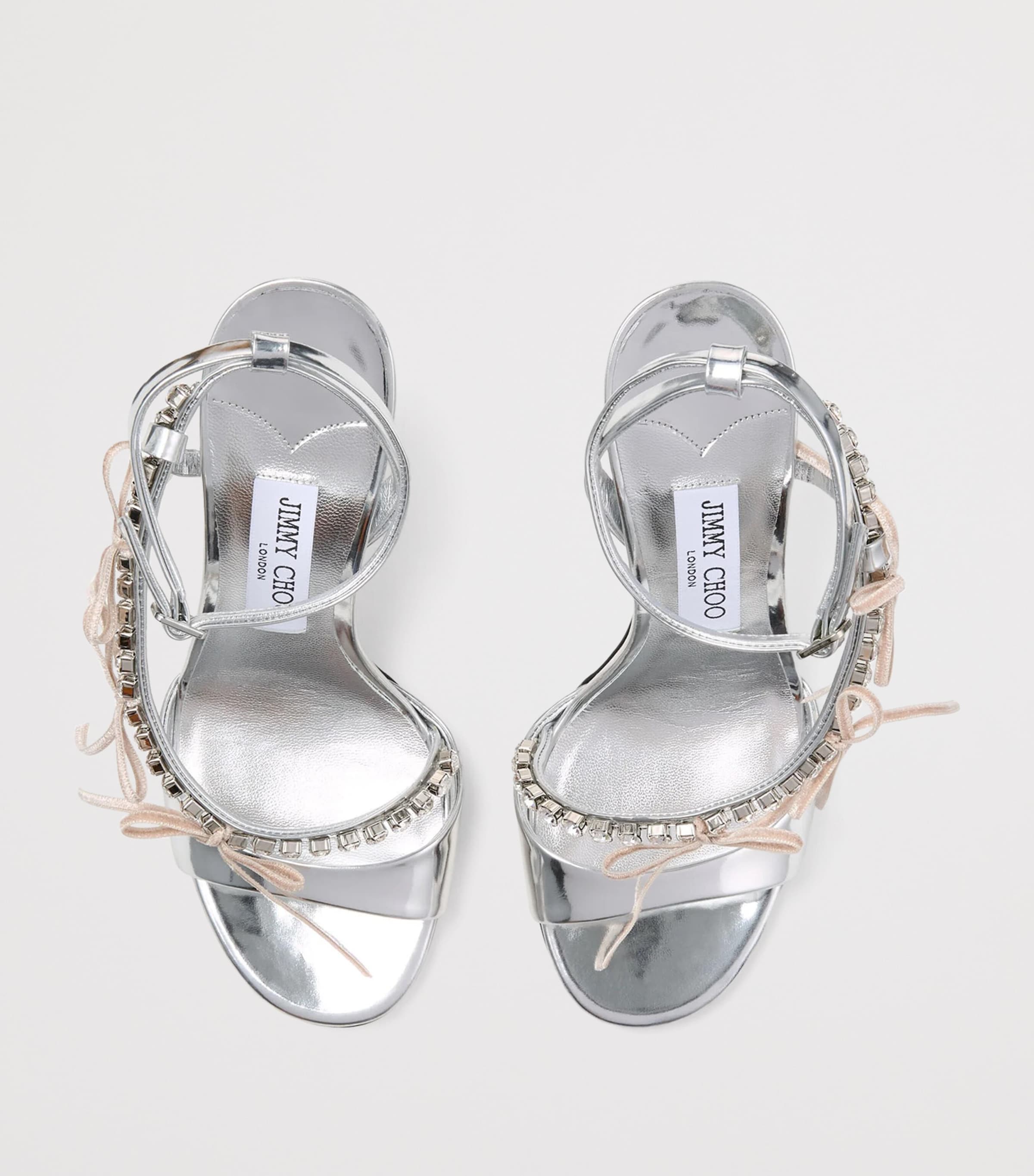 Lula 100 Leather Heeled Sandals SILVER/MACARON Image 3