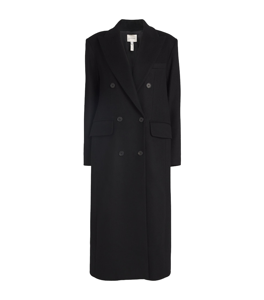 Wool Double-Breasted Coat SOLID BLACK Image 1
