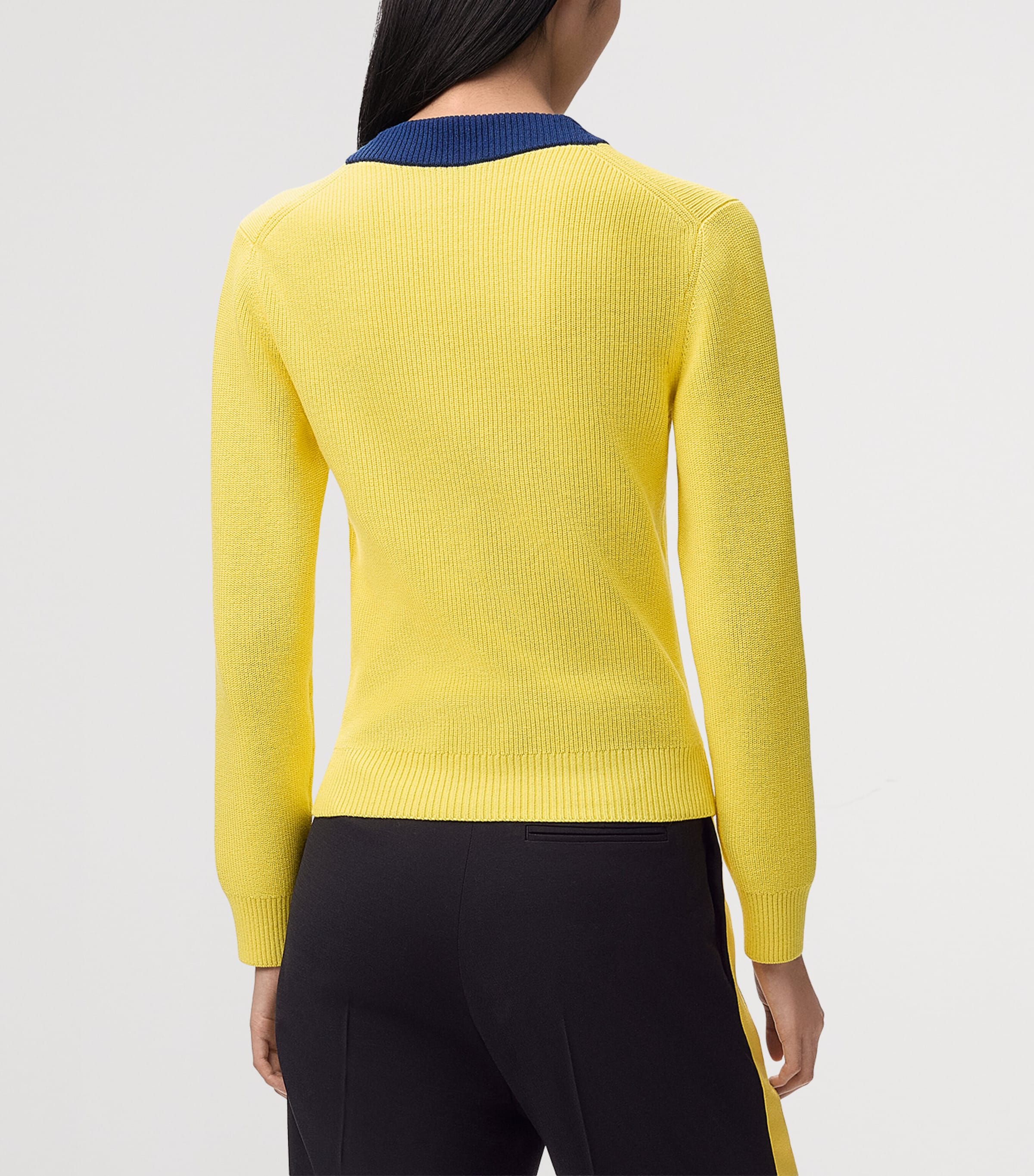 LOEWE Womens Cotton-Wool V-Neck Sweater Yellow/blue Image 4