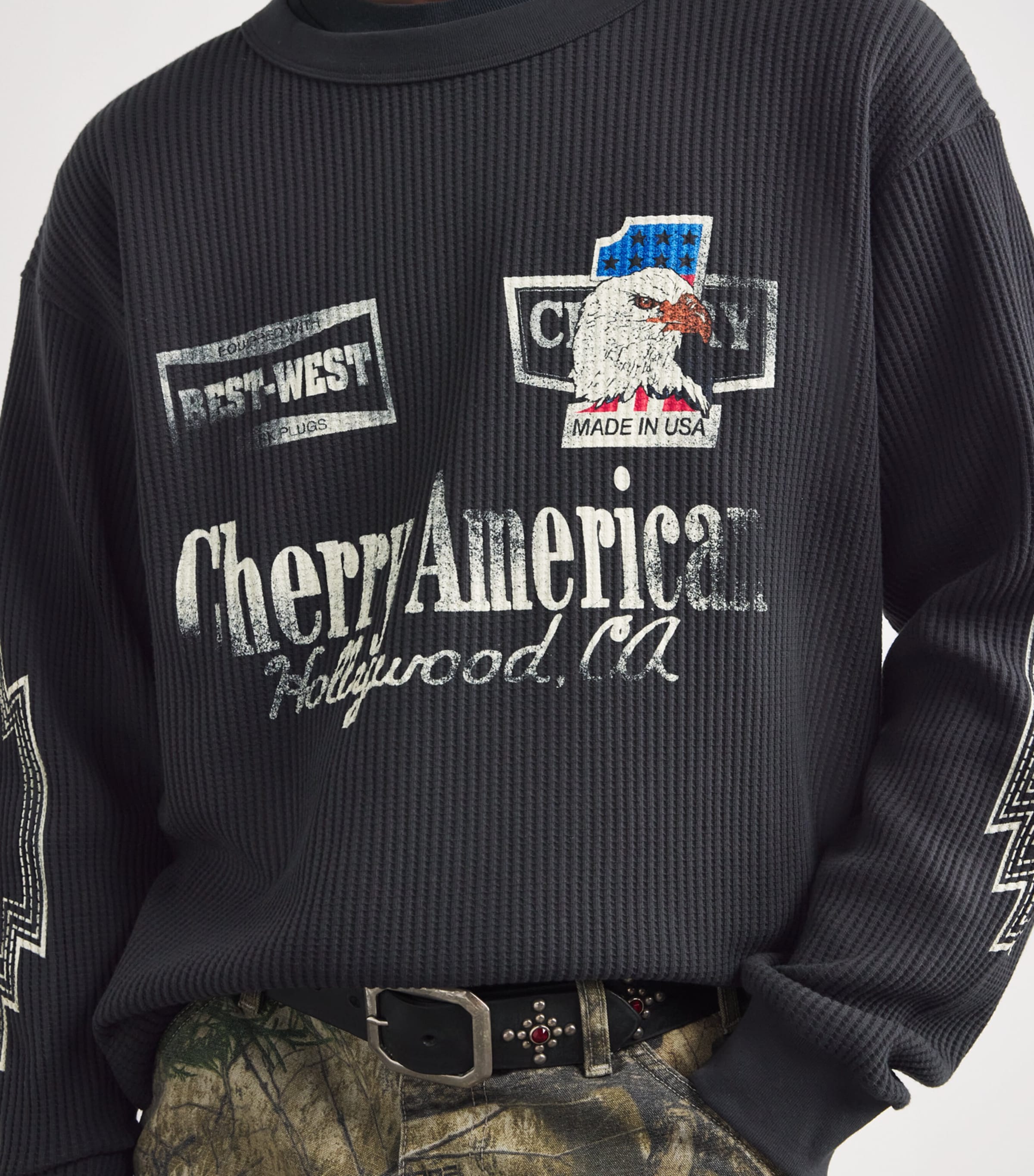 Best West Logo Thermal Long-Sleeve T-Shirt VINTAGE BLACK Image 6