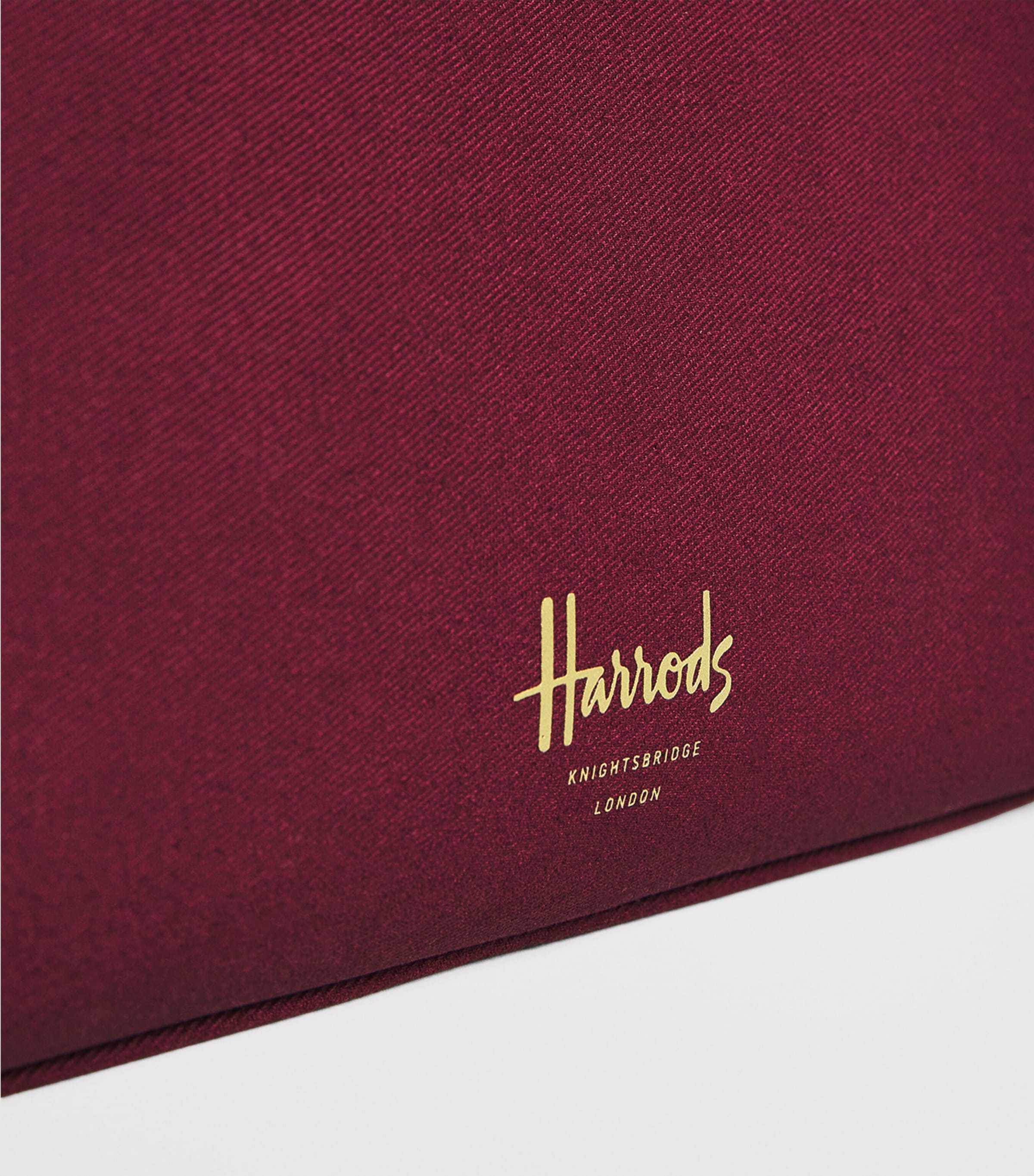 Harrods Medium Cotton Logo Cosmetics Bag Burgundy Image 3