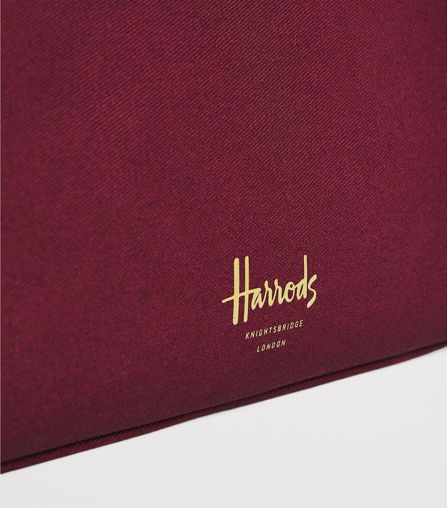 Harrods Medium Cotton Logo Cosmetics Bag Burgundy Image 3