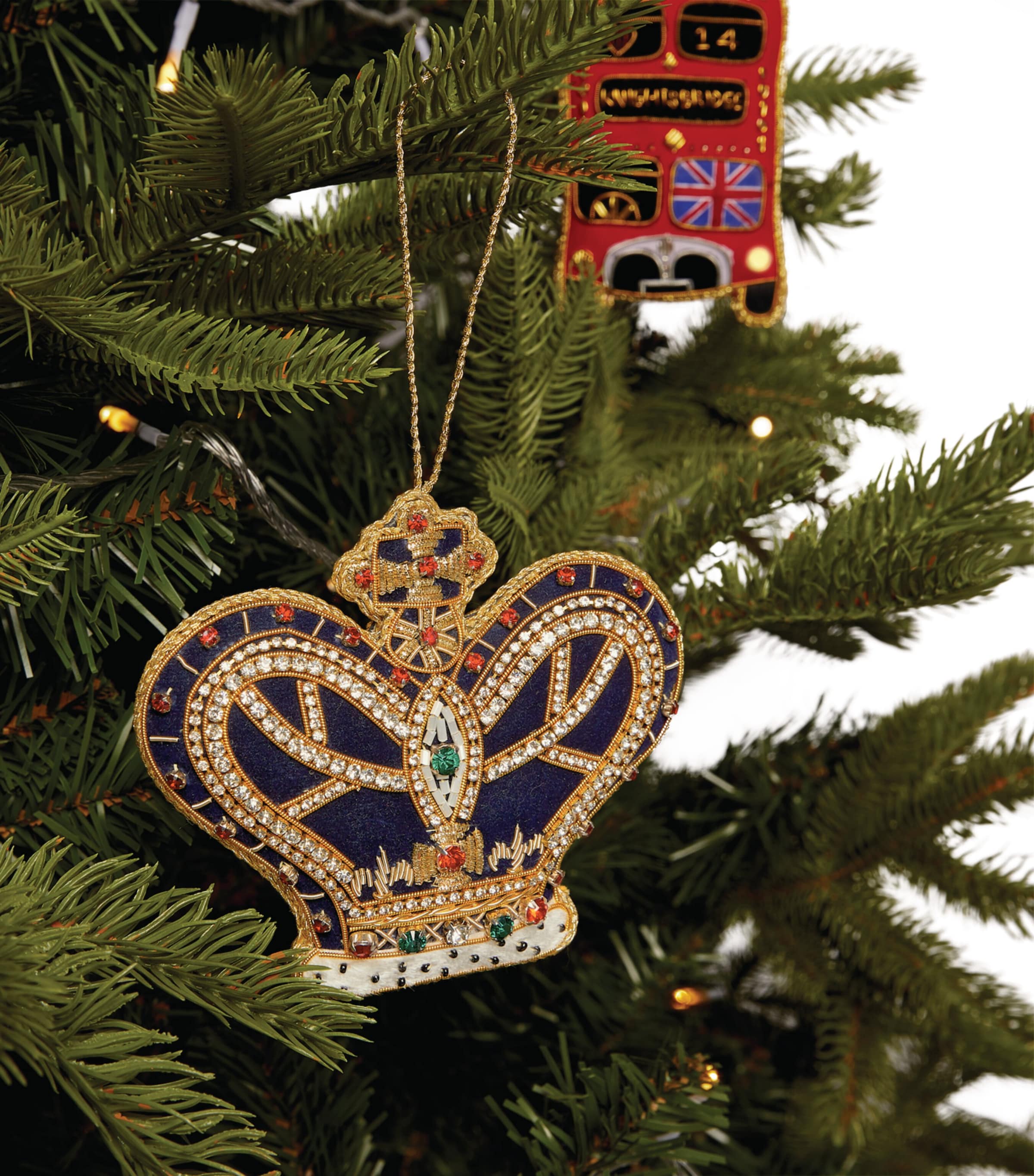 Crystal-Embellished Crown Tree Decoration NAVY Image 3