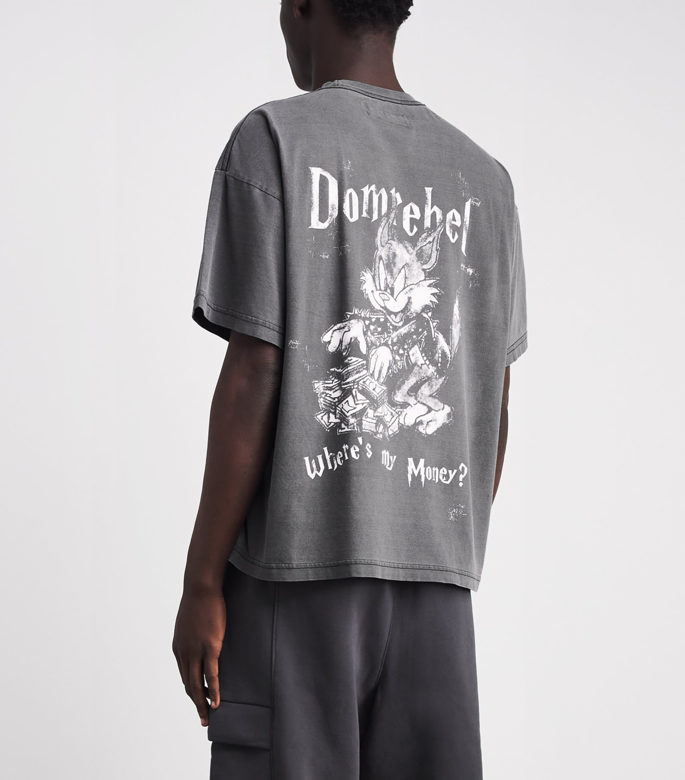 DOMREBEL Mens Cotton Collect T-Shirt Faded Black Image 5