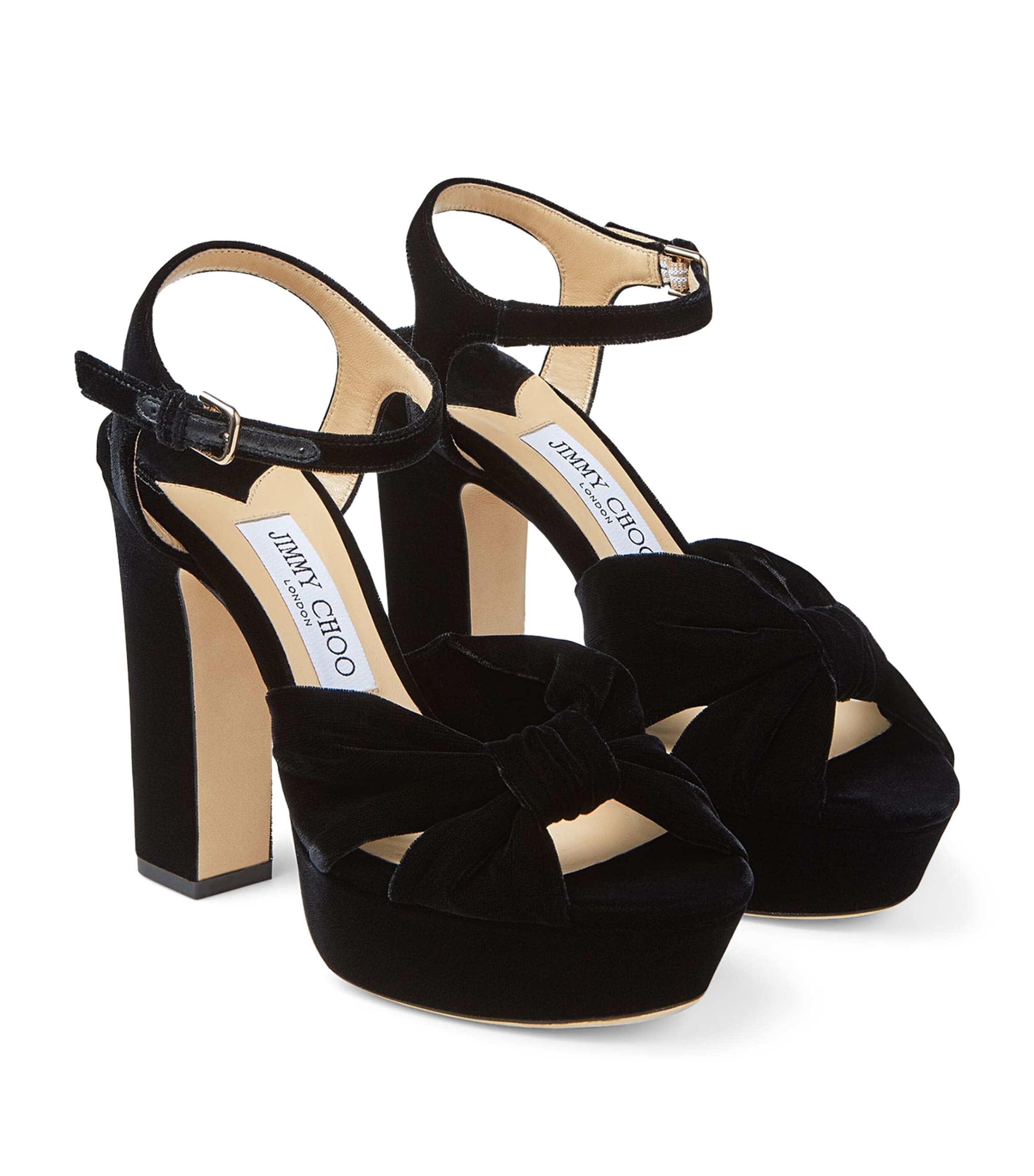 【関税込み】Jimmy Choo ブラック Heloise 120 ヒールサンダル HELOISE 120 | Black Nappa Leather Platform Sandals | Summer