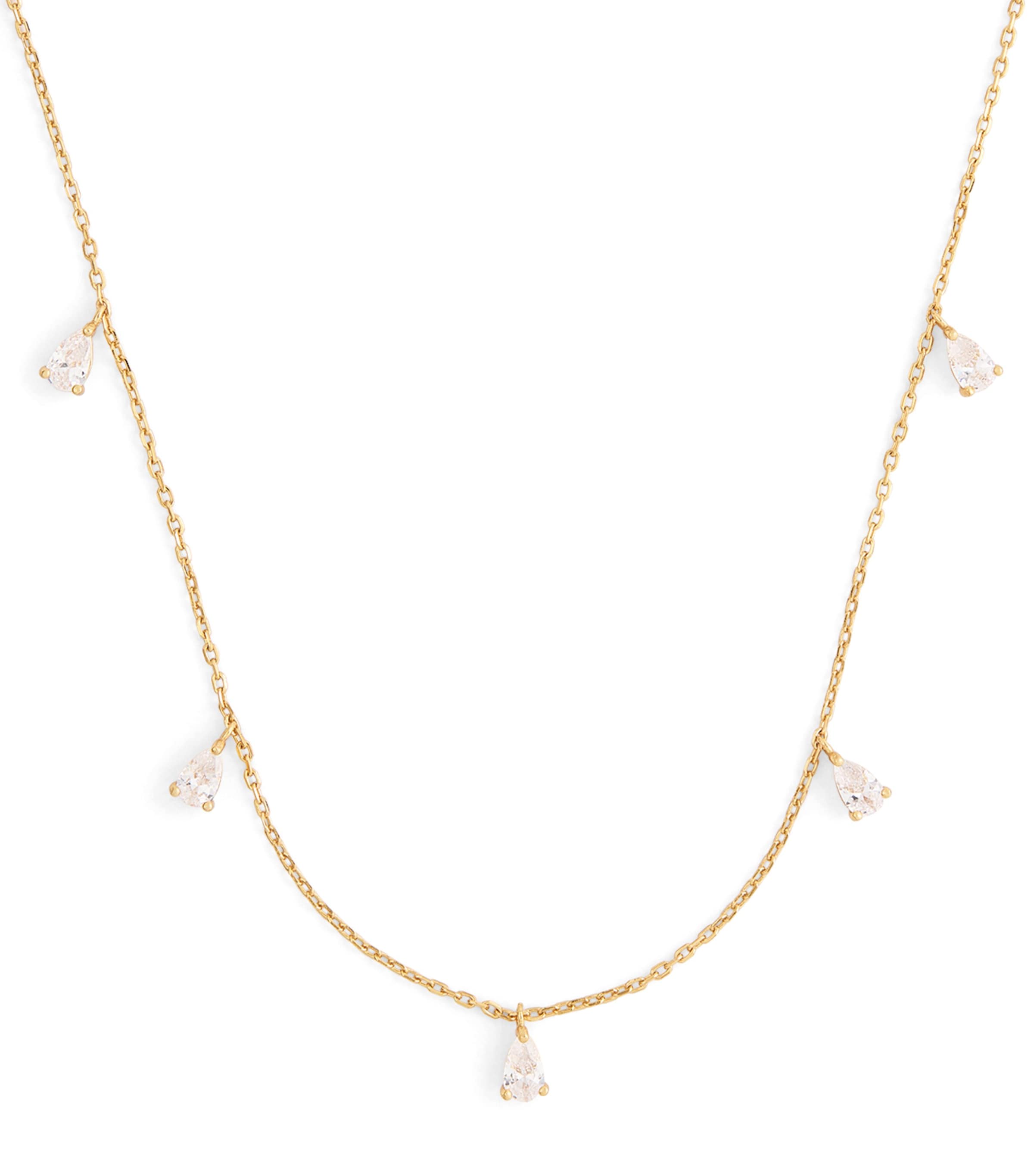 ASTRID & MIYU GOLD PLATED CRYSTAL CHARM NECKLACE 