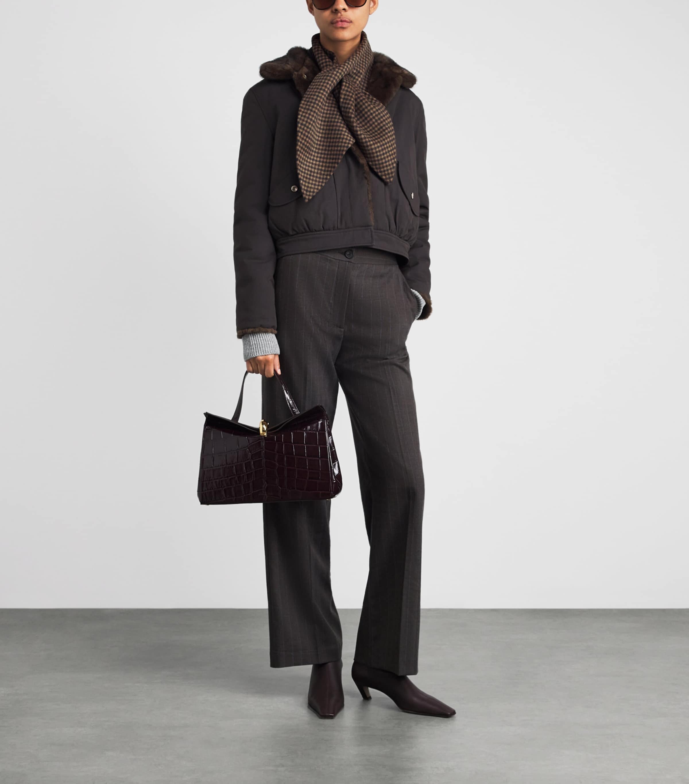 Claudie Pierlot Wool-Blend Check Scarf Dual Color Image 2