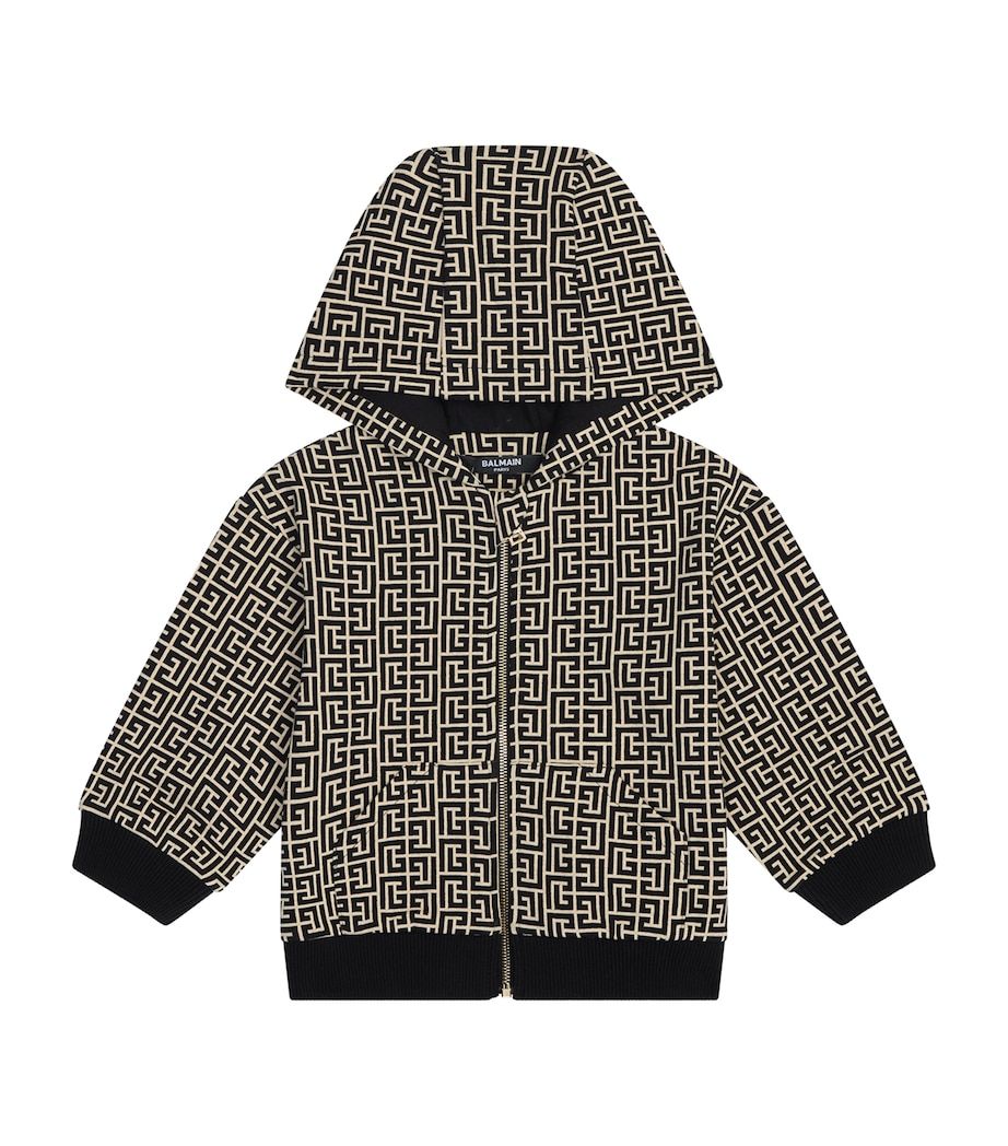 Pattern Print Hoodie (6-36 Months) 106NECREAM-/BLACK Image 1