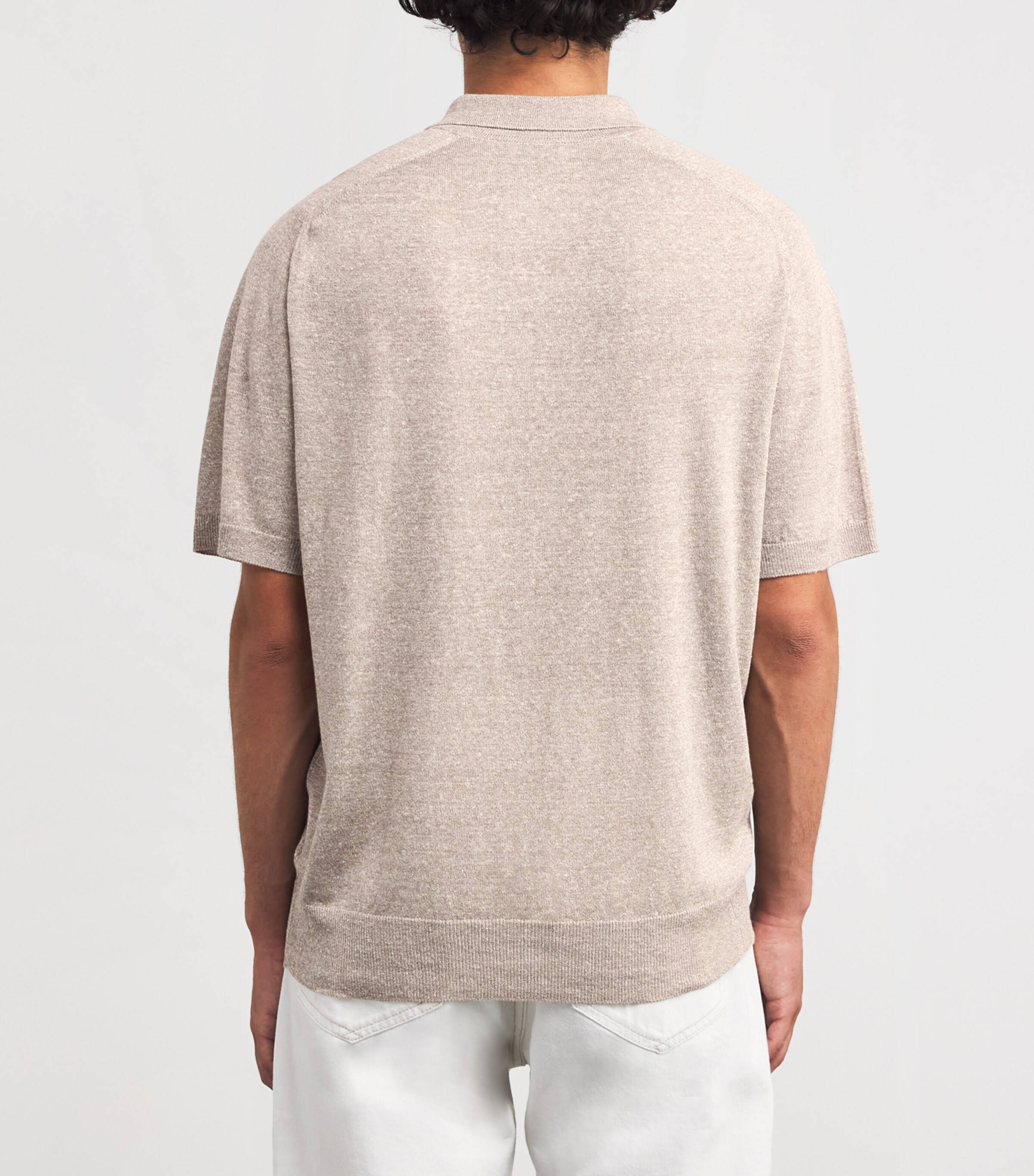 Eton Mens Cotton-Linen Polo Shirt Beige Image 4
