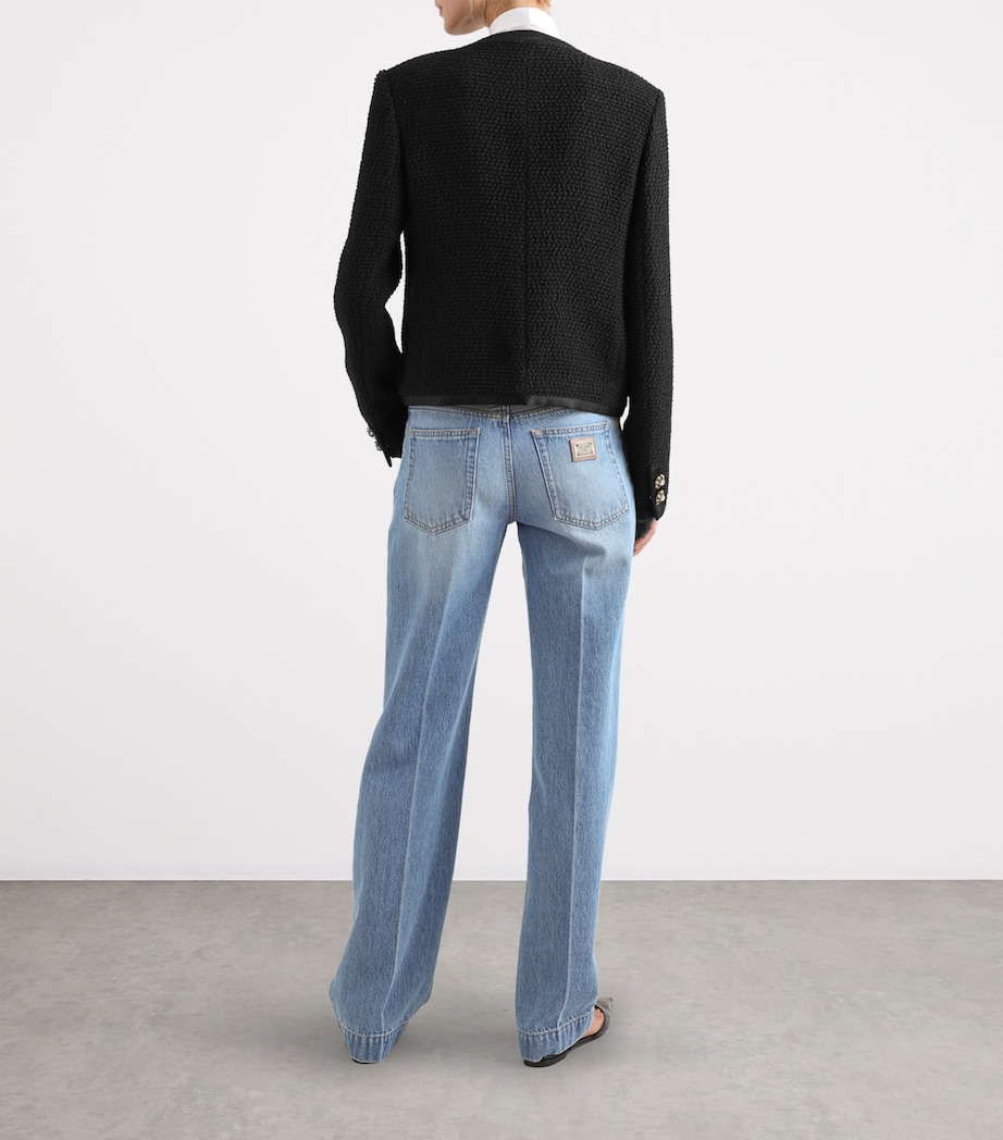 Virgin Wool-Silk Embellished Jacket N0000-BLACK Image 2