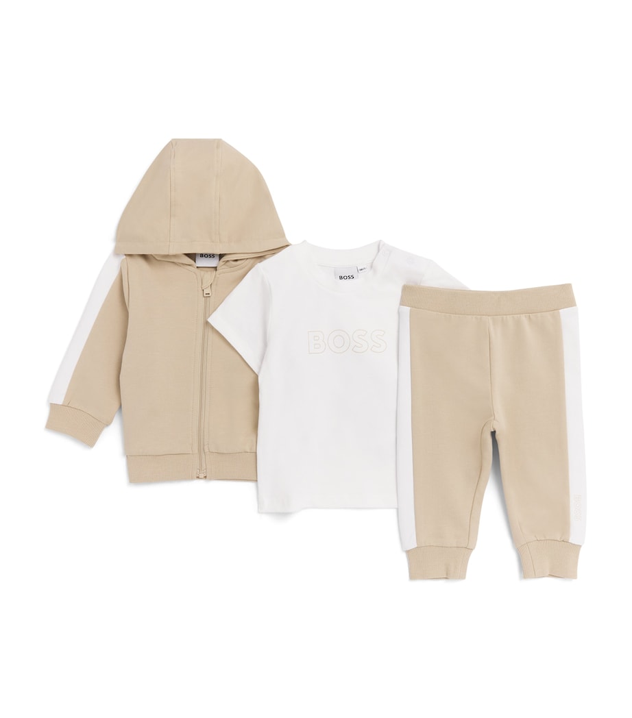 Cotton T-Shirt, Trousers and Cardigan Set (3-18 Months) 249STONE Image 1