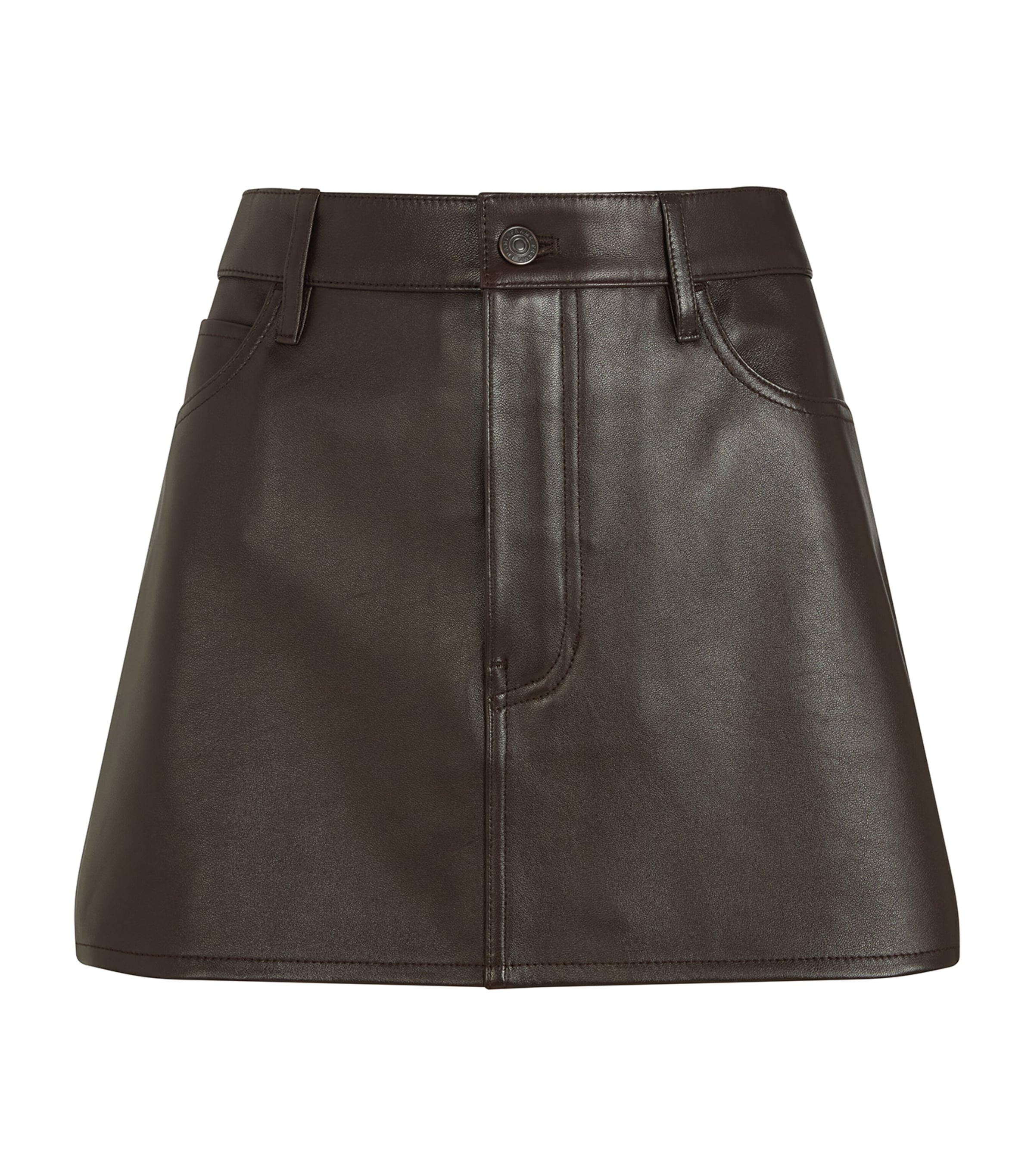 Frame The Leather Miniskirt In Brown