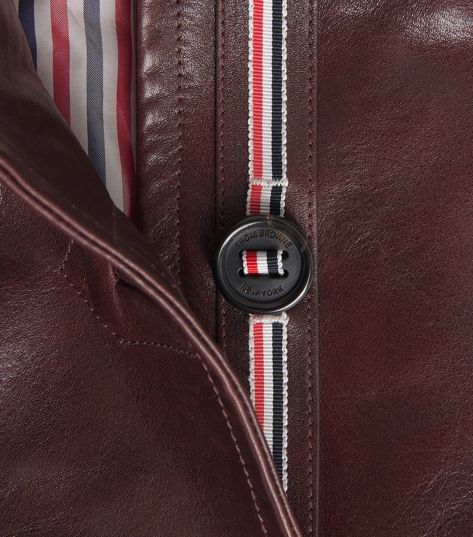 Thom Browne Womens Dockside Leather Coat Burgundy Image 6