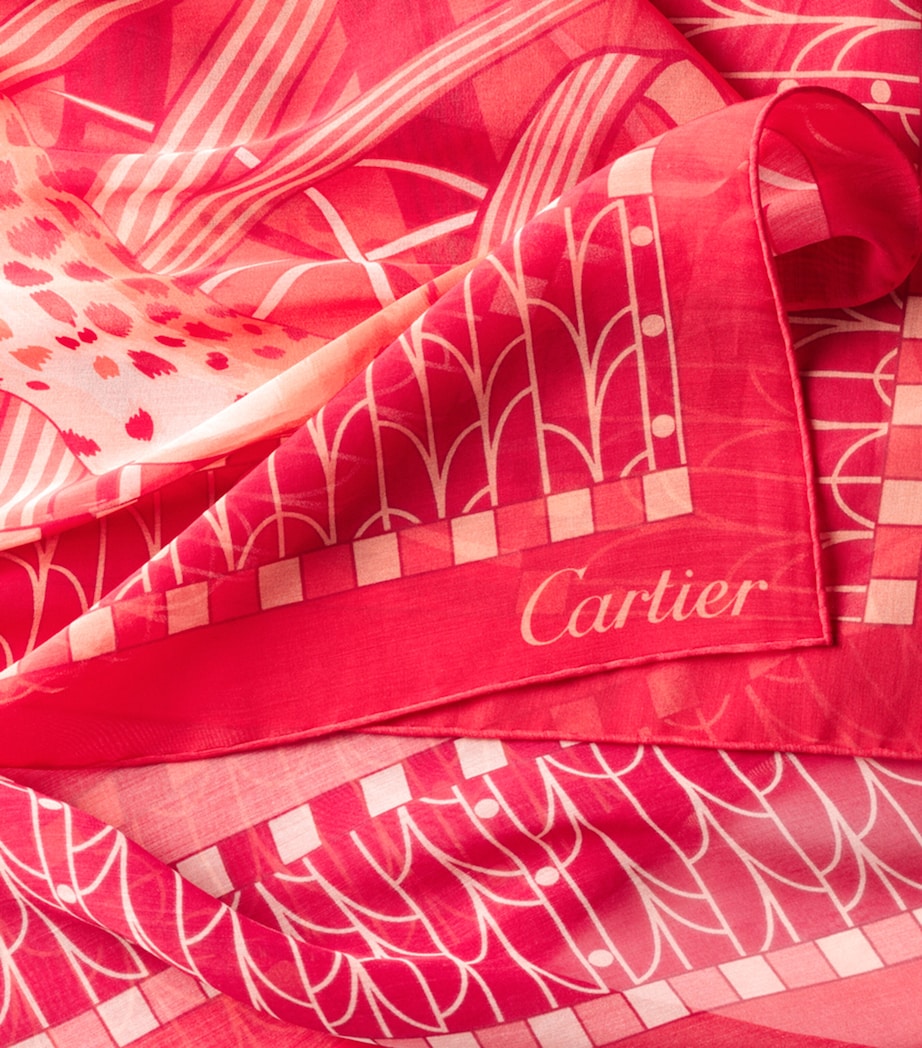 Silk-Cotton Panther Scarf CORAL Image 3