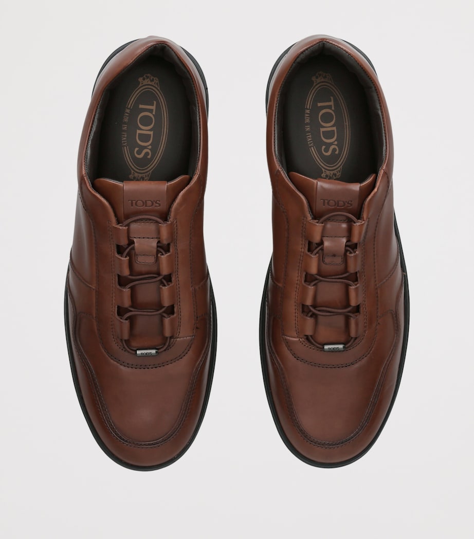 Tod's Leather Elastic Cassetta Sneakers Brown Image 2