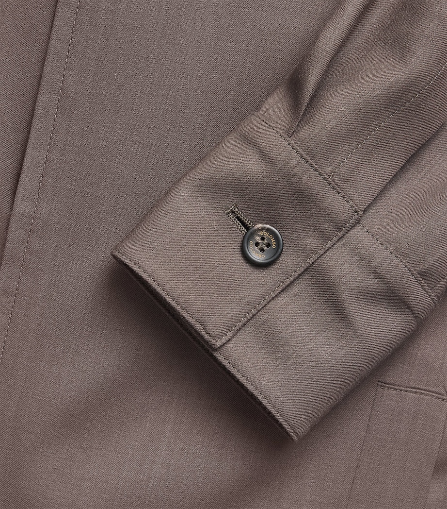 Colombo Mens Worsted Cashmere Shirt Jacket Dark Brown Image 5