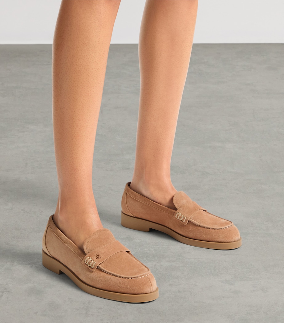 Jimmy Choo Womens Velvet Suede Ivy Loafers Toffee Image 2