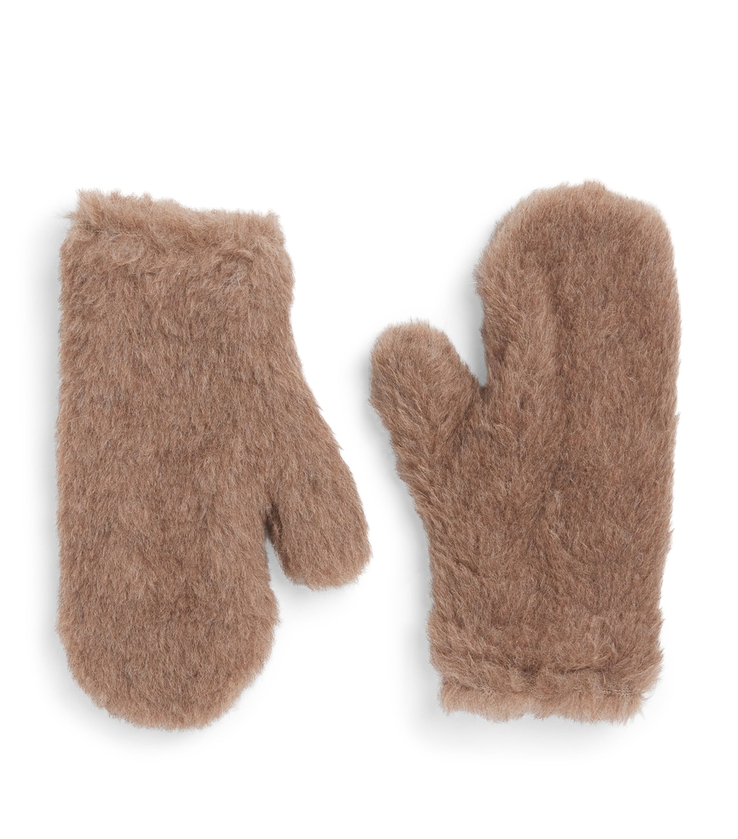 Max Mara Alpaca-wool-silk Gloves In Brown