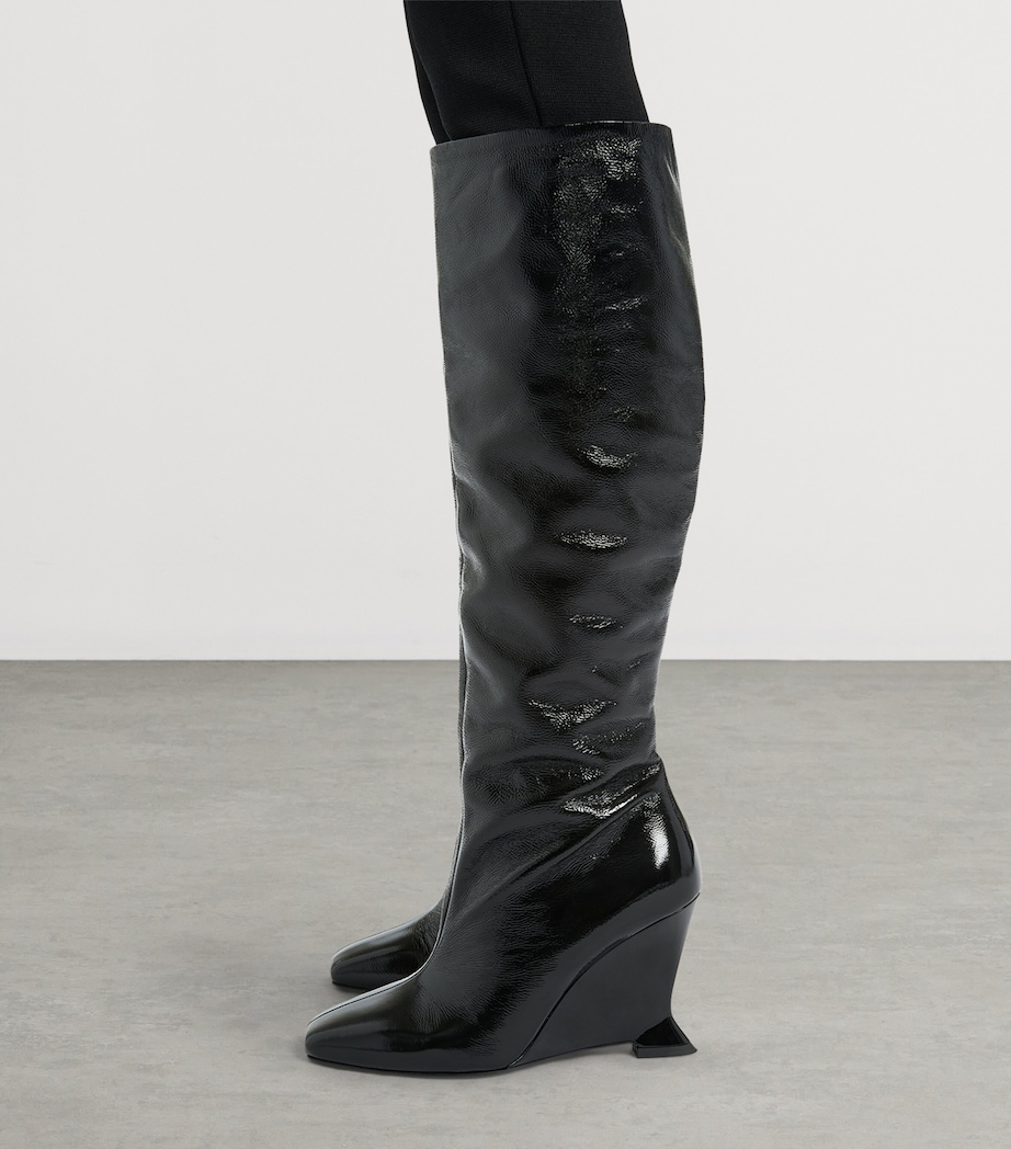 Balmain Leather Wedge Ankle Boots Noir Image 2