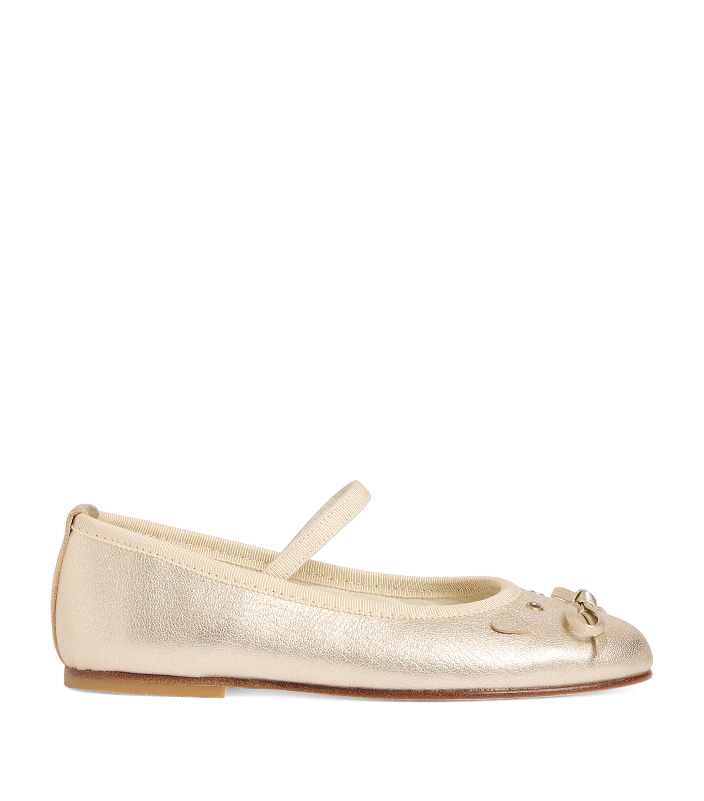 Bonpoint Joie Metallic Leather Ballet Flats In Neutral