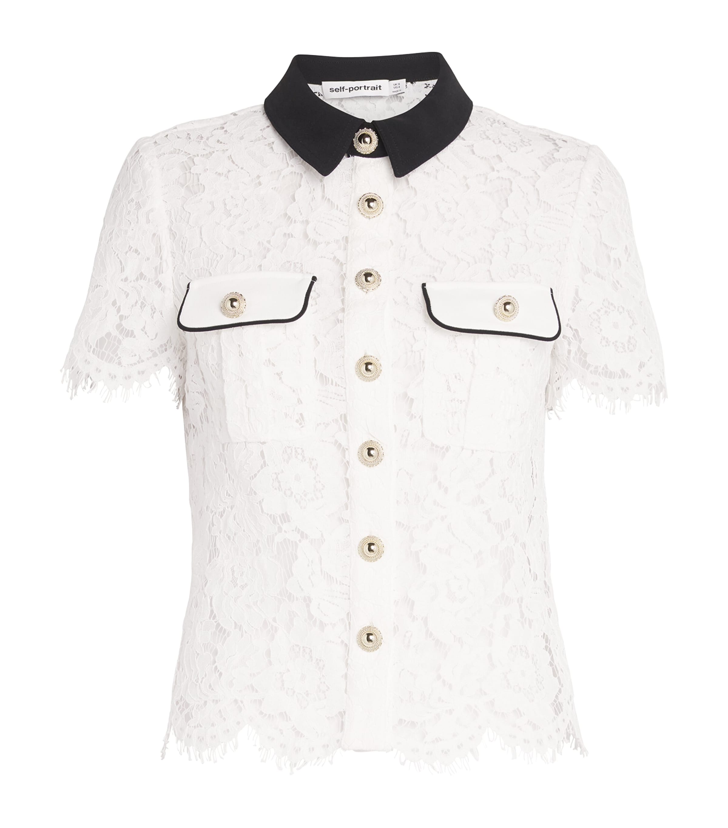 Self-portrait Floral Lace Cropped Top In White
