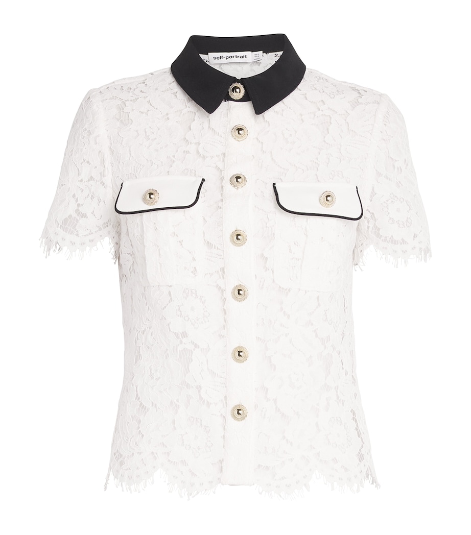Lace Contrast-Collar Shirt WHITE Image 1