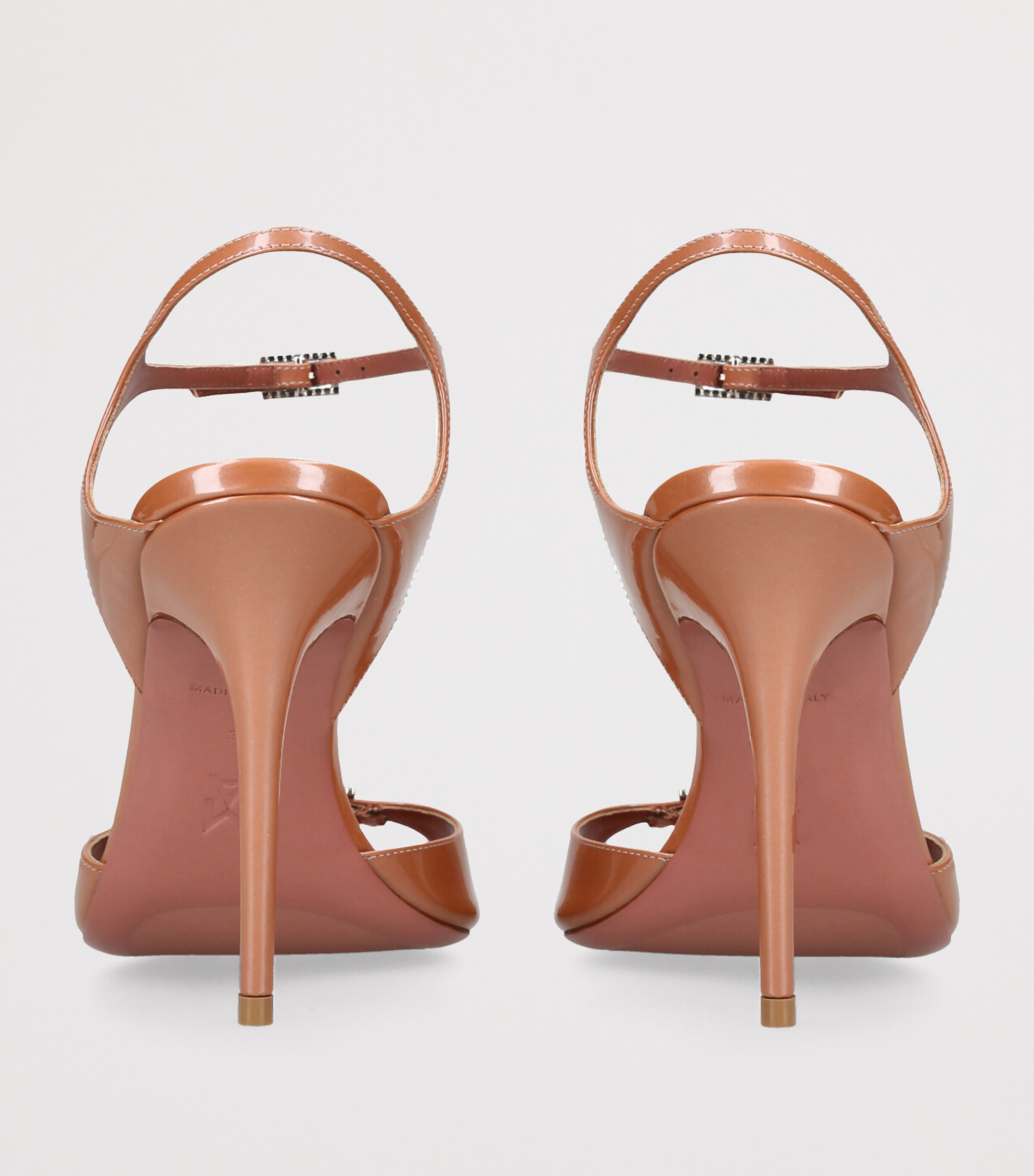Amina Muaddi Patent Leather Heeled Sandal 105 Brown/oth Image 2