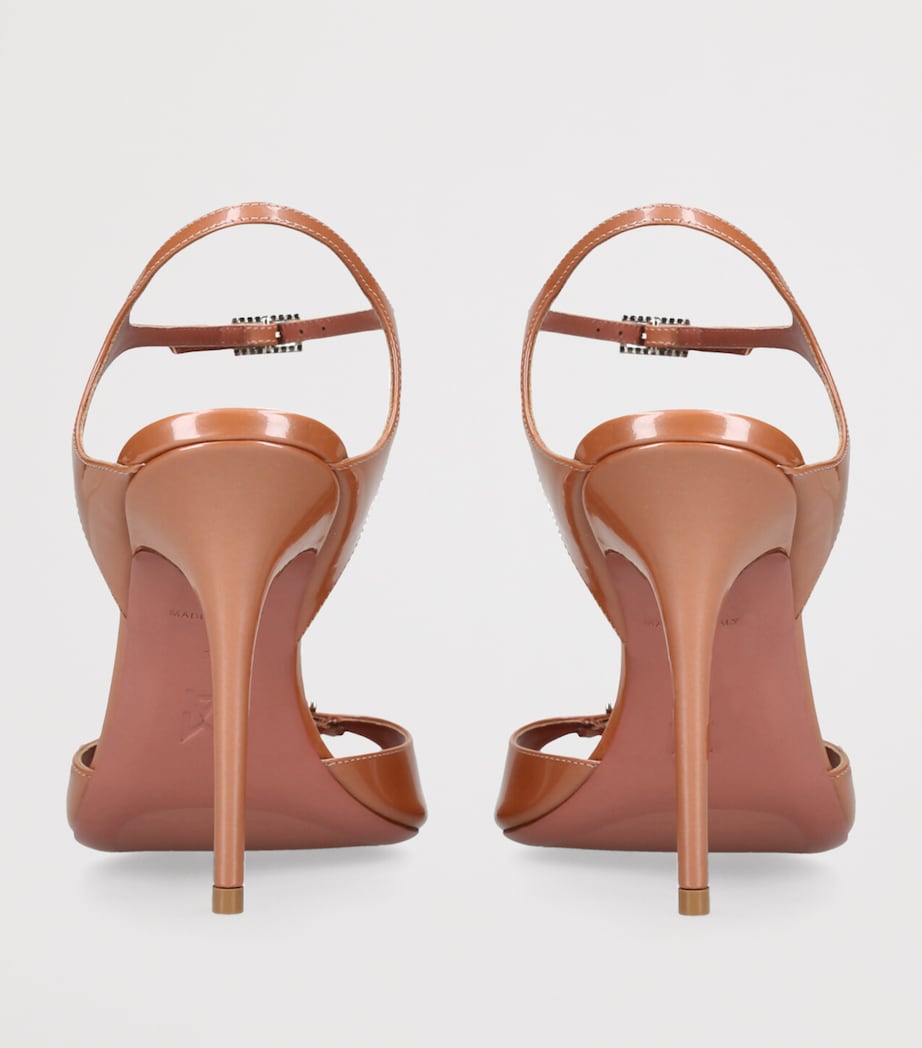 Amina Muaddi Patent Leather Heeled Sandal 105 Brown/oth Image 2
