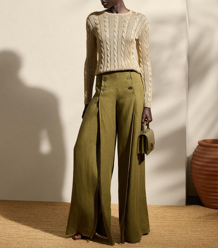 Silk Cable-Knit Sweater LUX TAN Image 2