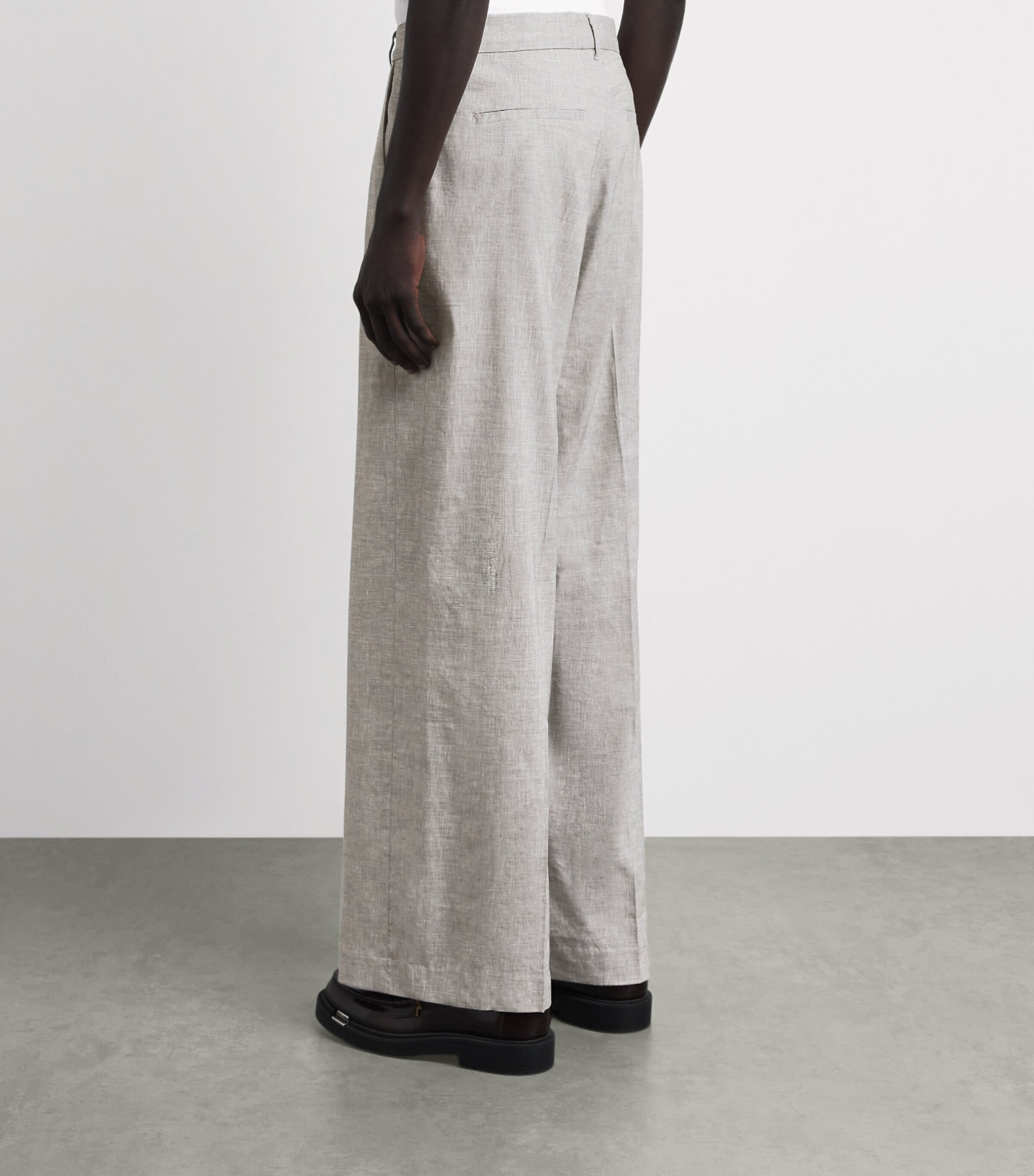 Won Hundred Mens Linen-Blend Eron Tailored Trousers Light Grey Melange Image 5