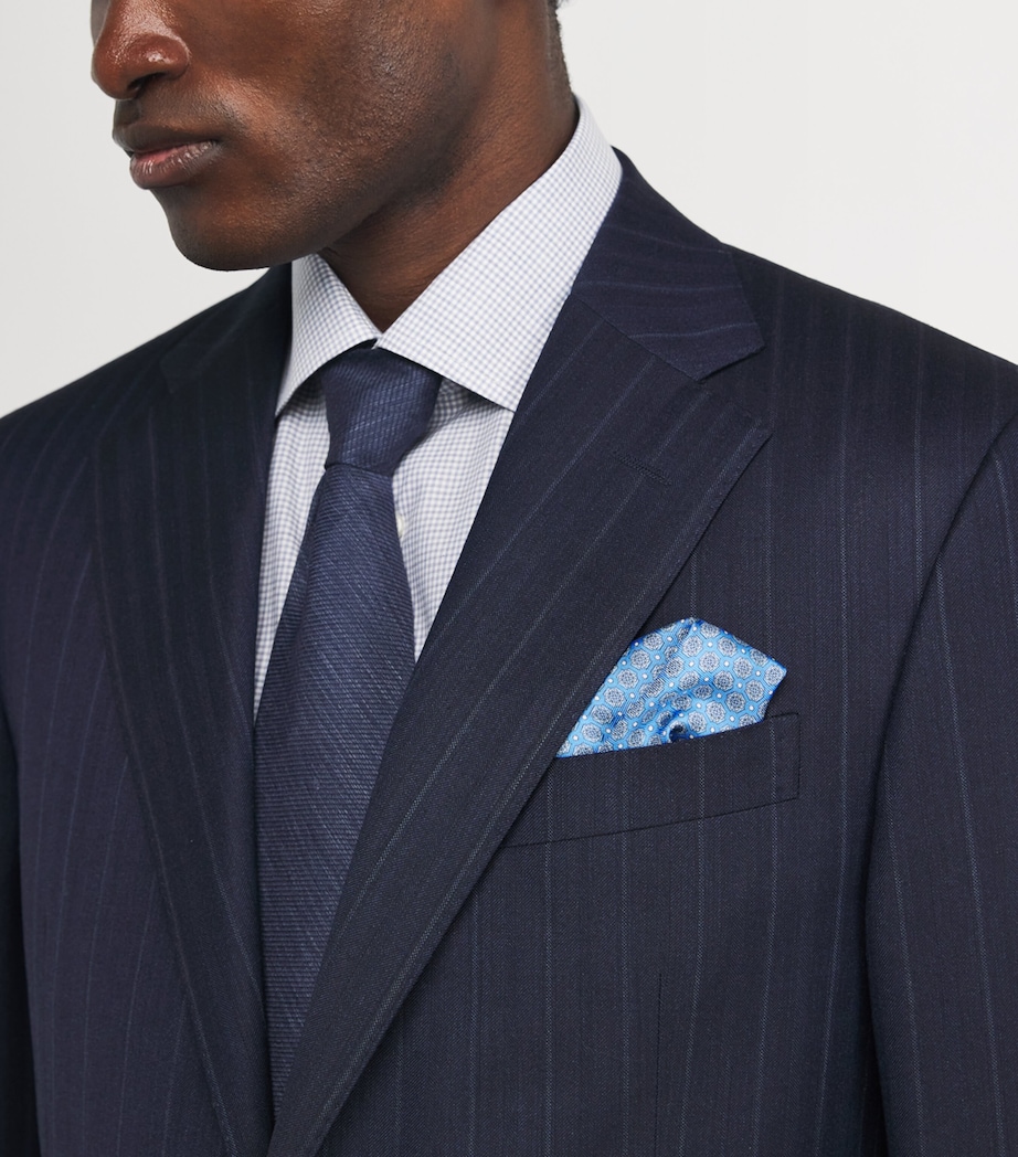 Silk Geometric Pocket Square BLUE GEO Image 2