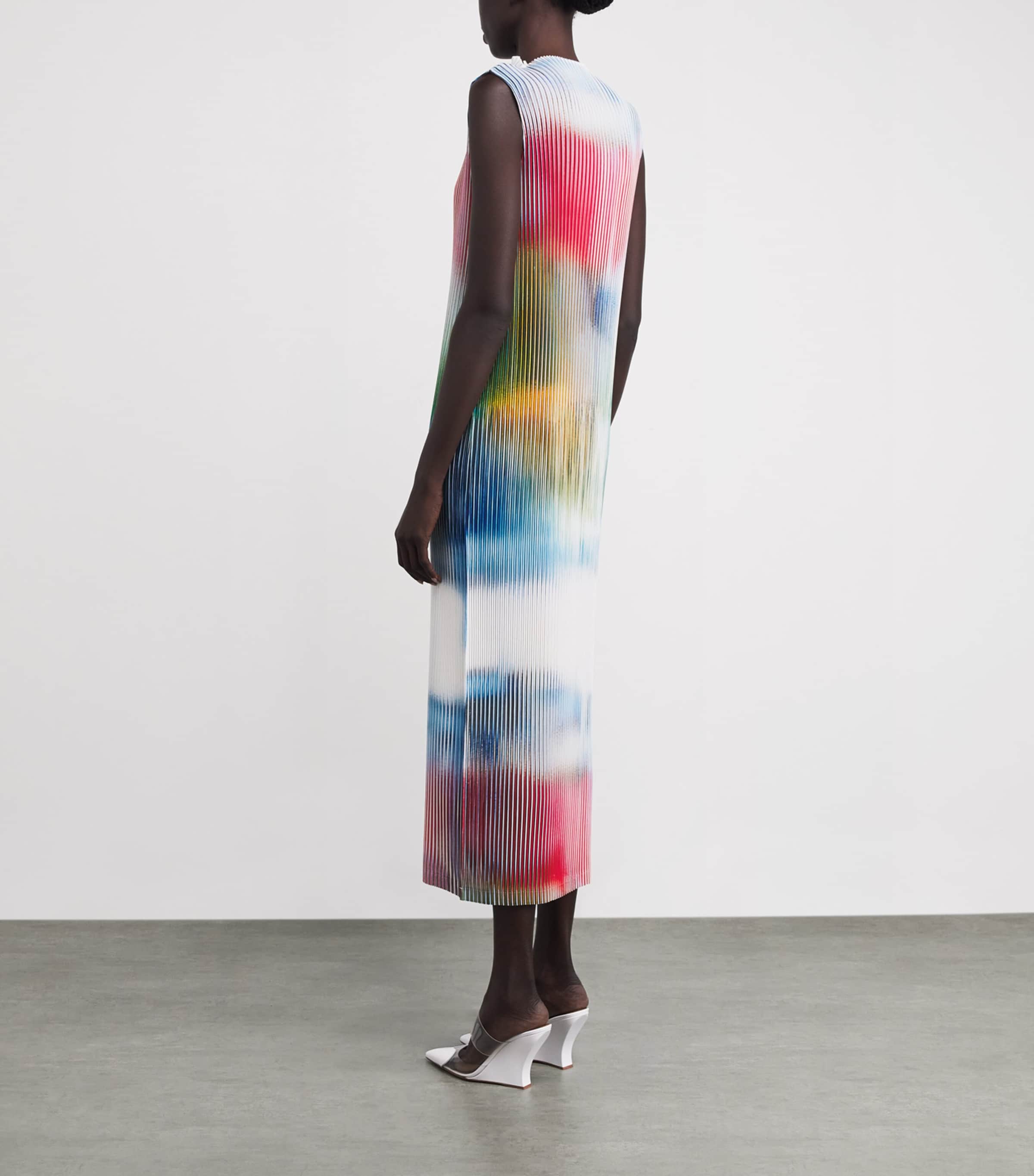 Issey Miyake Womens Obscure Pleats Midi Dress Multi Color Image 3