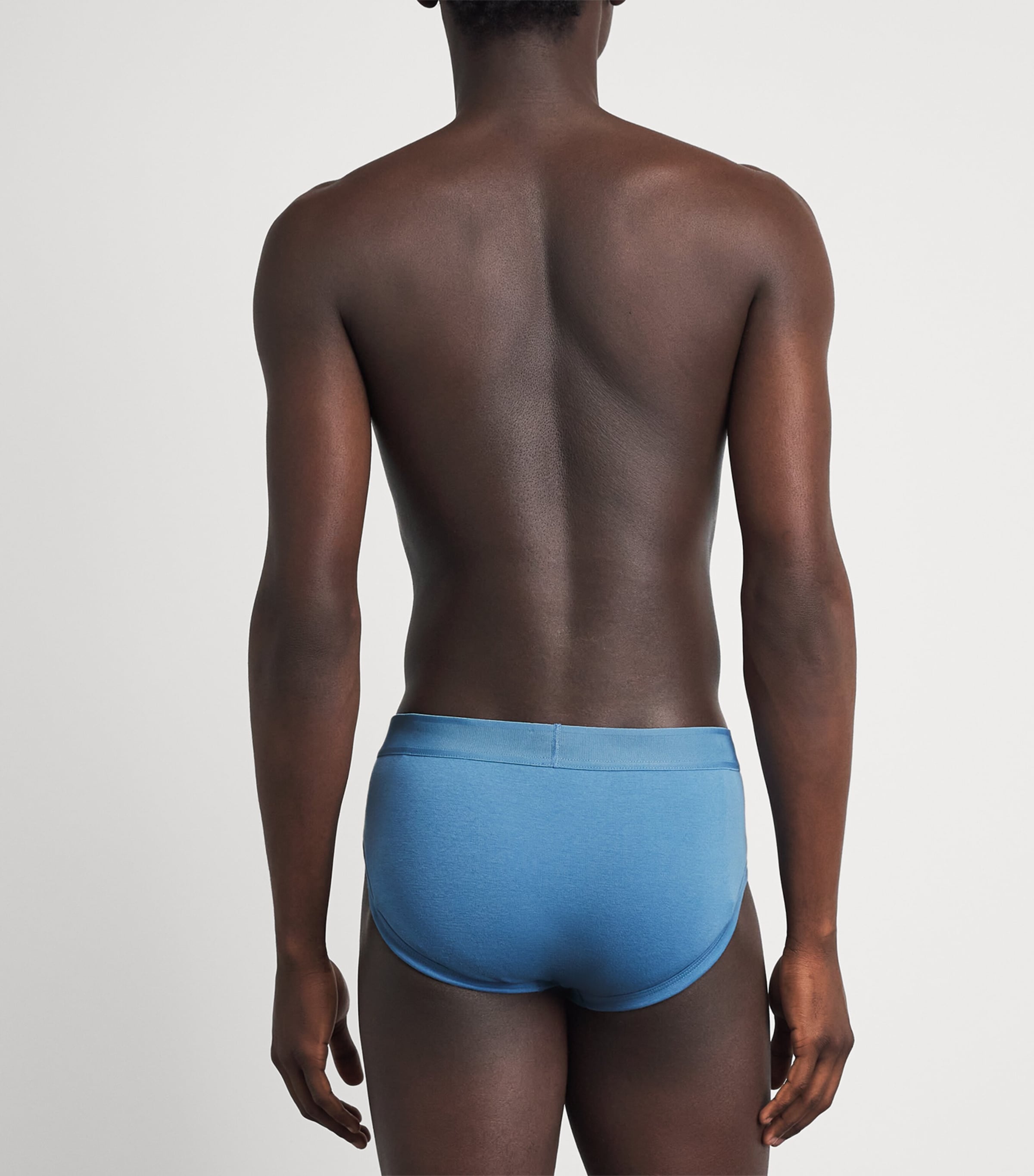 TOM FORD Mens Stretch-Cotton Logo Briefs Mid Blue Image 3