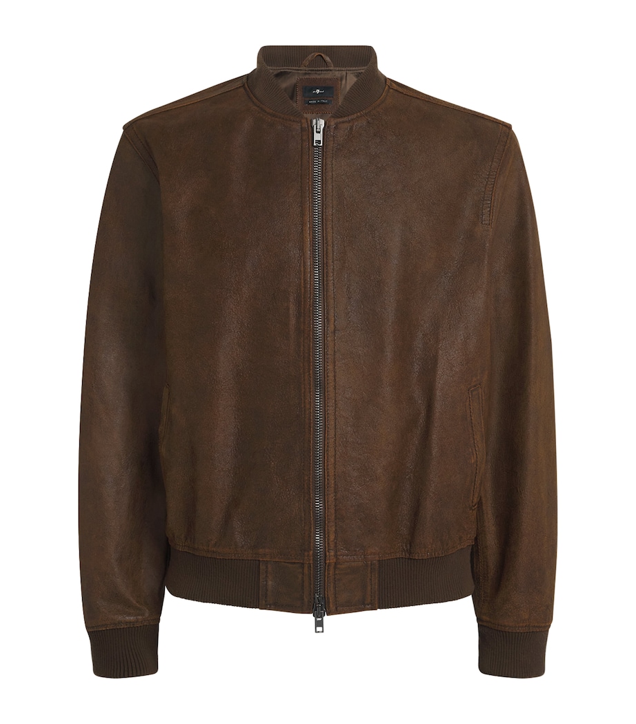 7 For All Mankind Mens Leather Bomber Jacket Brown Image 1