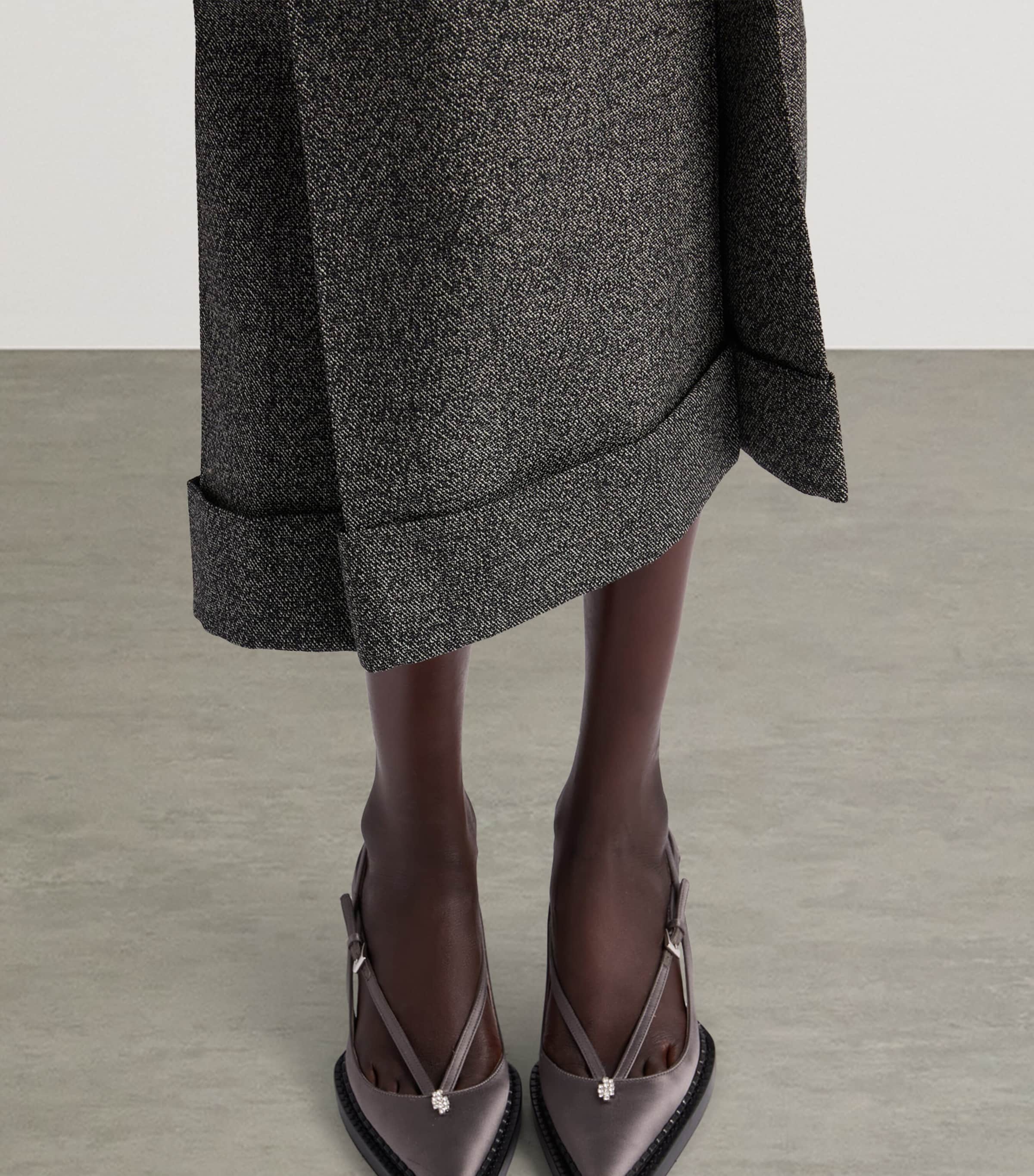 Prada Mouliné Wool Midi Skirt | Harrods UK