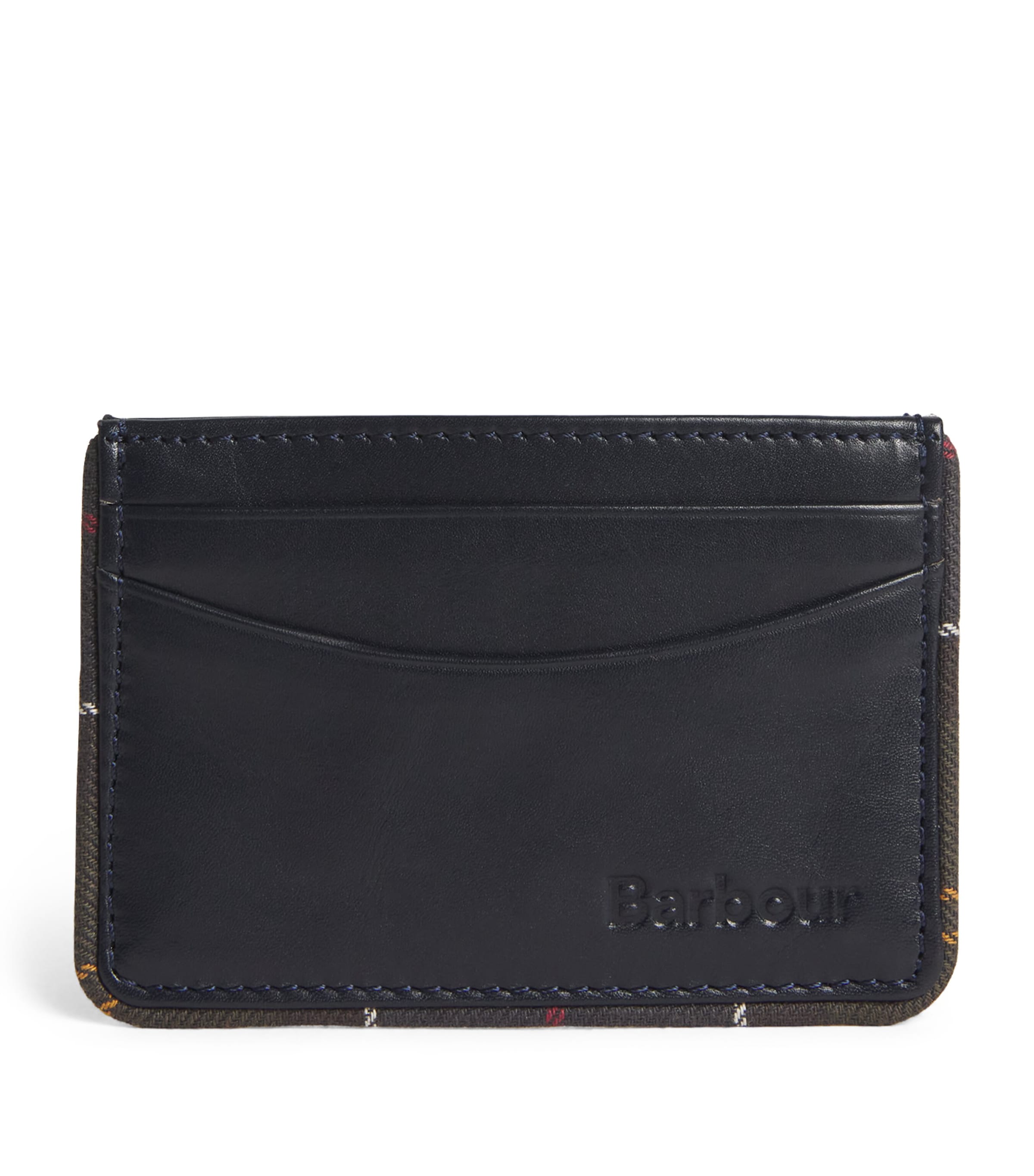 Barbour Leather Chatton Card Holder In Navy