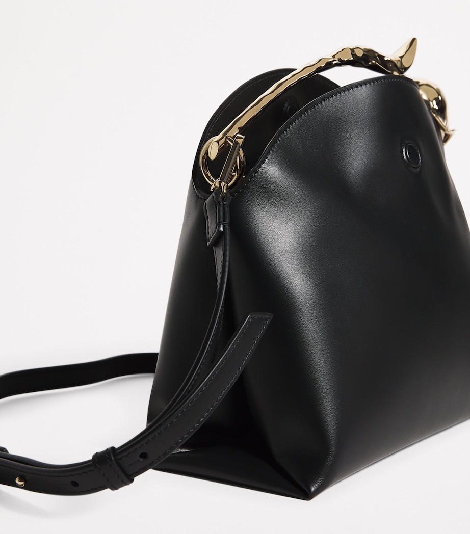 Erdem Leather Bloom Top-Handle Bag Black Image 4