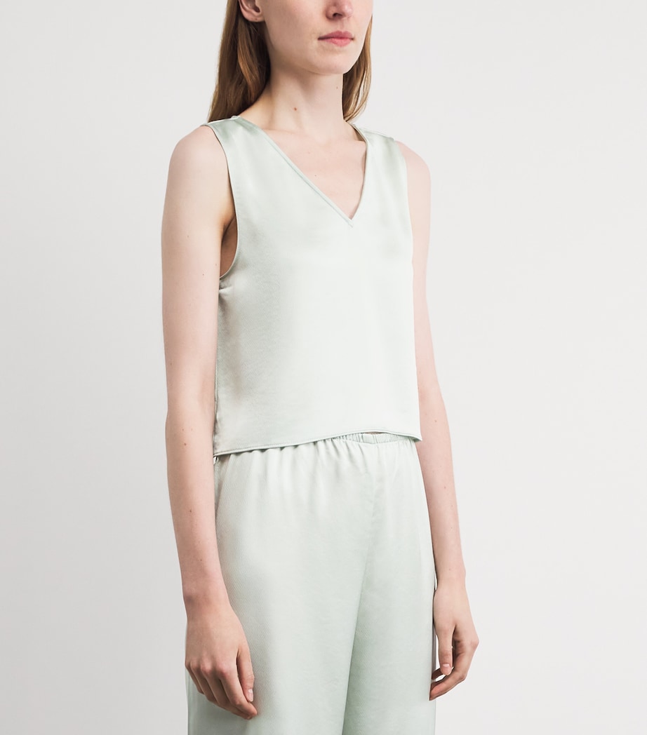 LESET Womens Satin V-Neck Barb Top Watercress Image 4