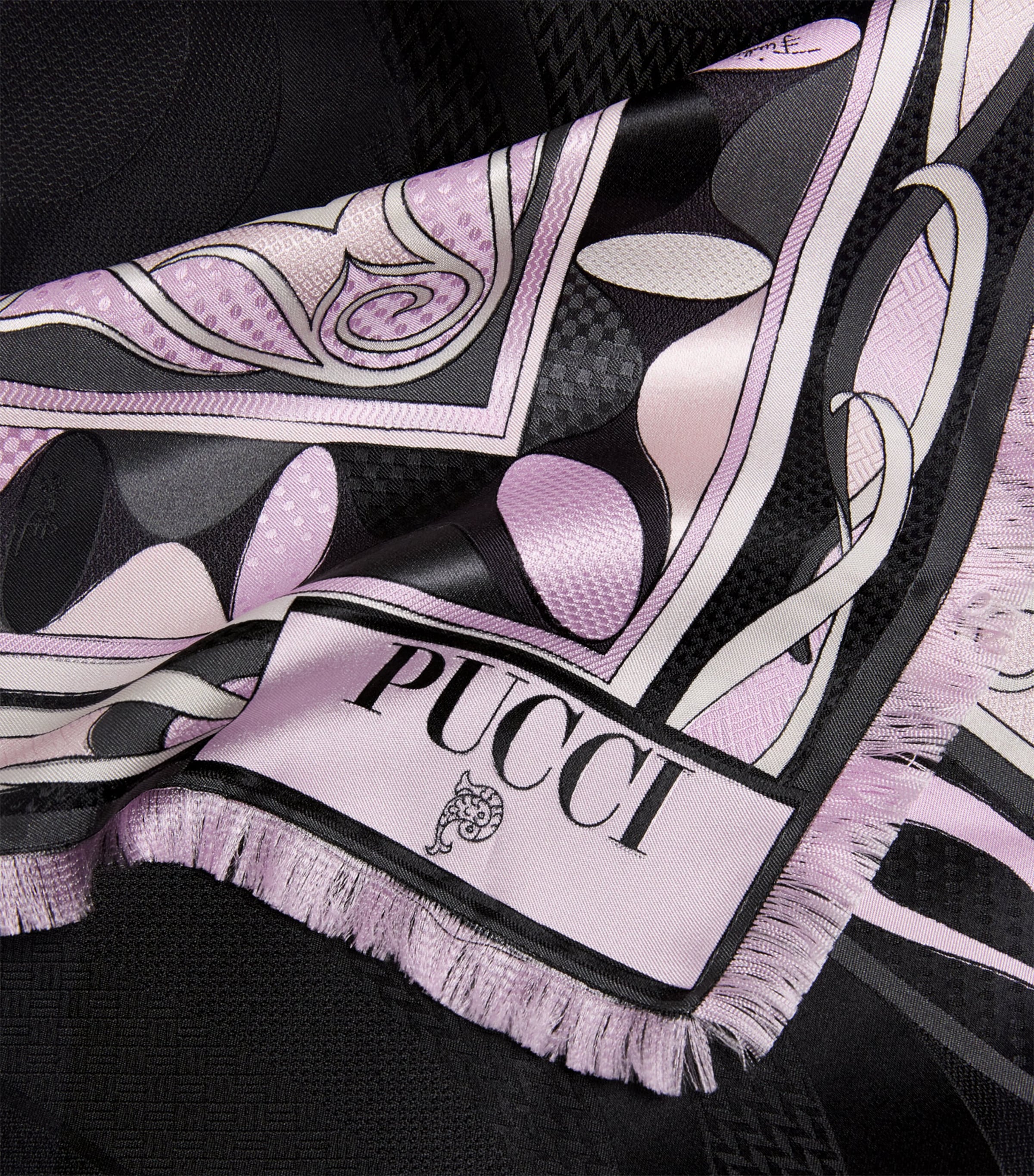 Silk Printed Hijab 1/BLACK PINK Image 4