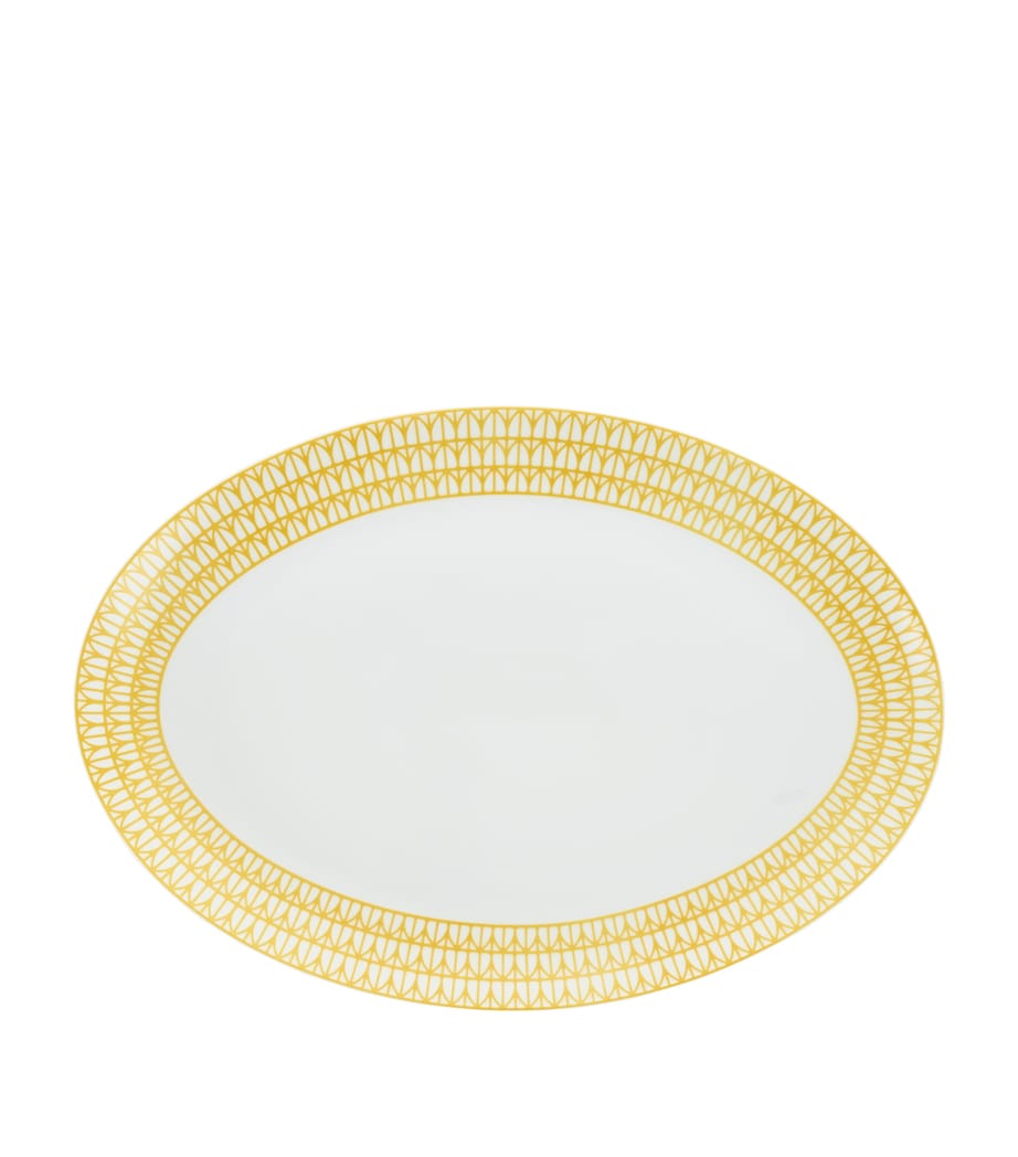 Christofle Porcelain Malmaison Riviera Oval Platter (38cm) White/yellow Image 1