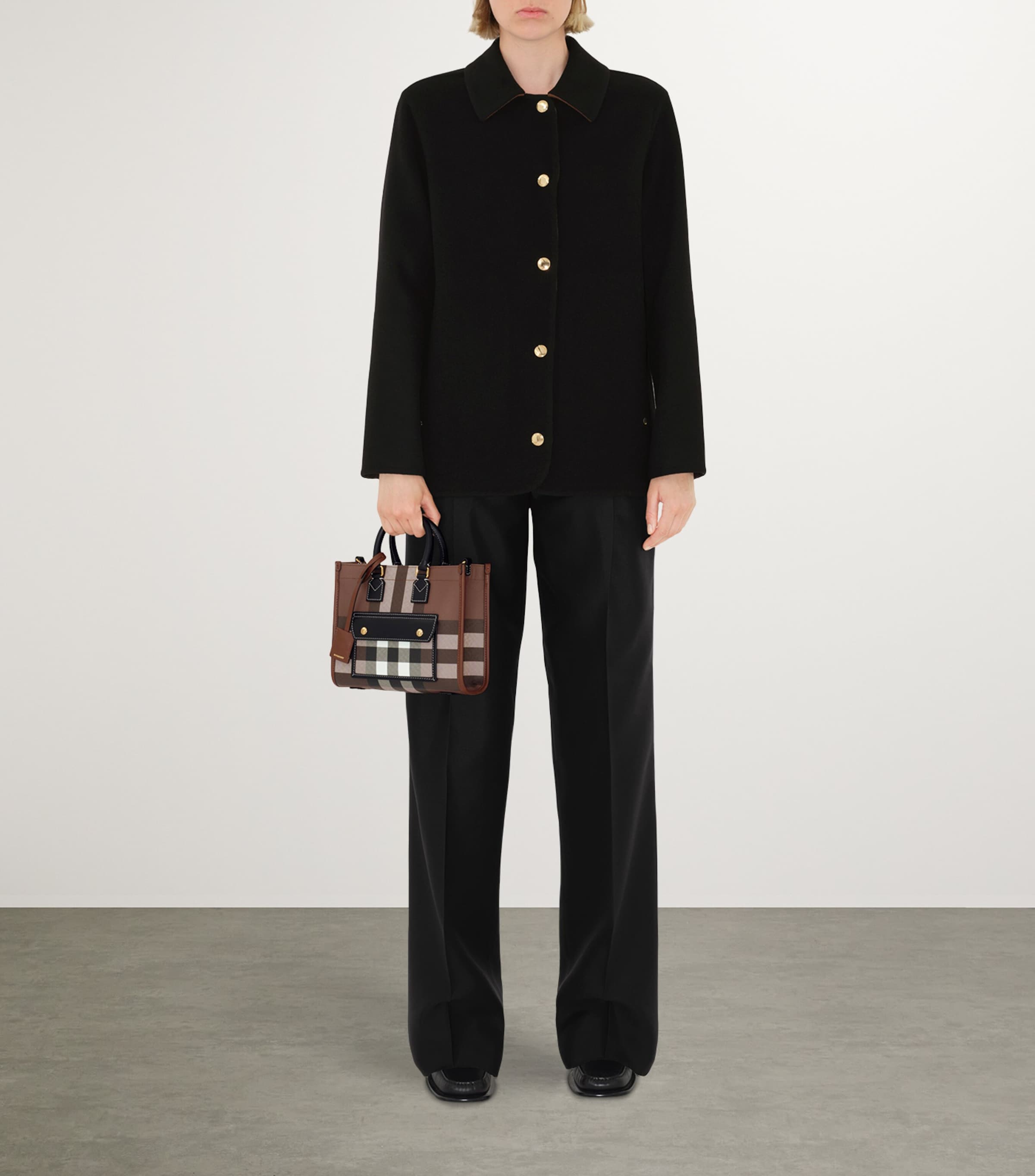 Mini Check Tote Bag DARK BIRCH BROWN CHK Image 7