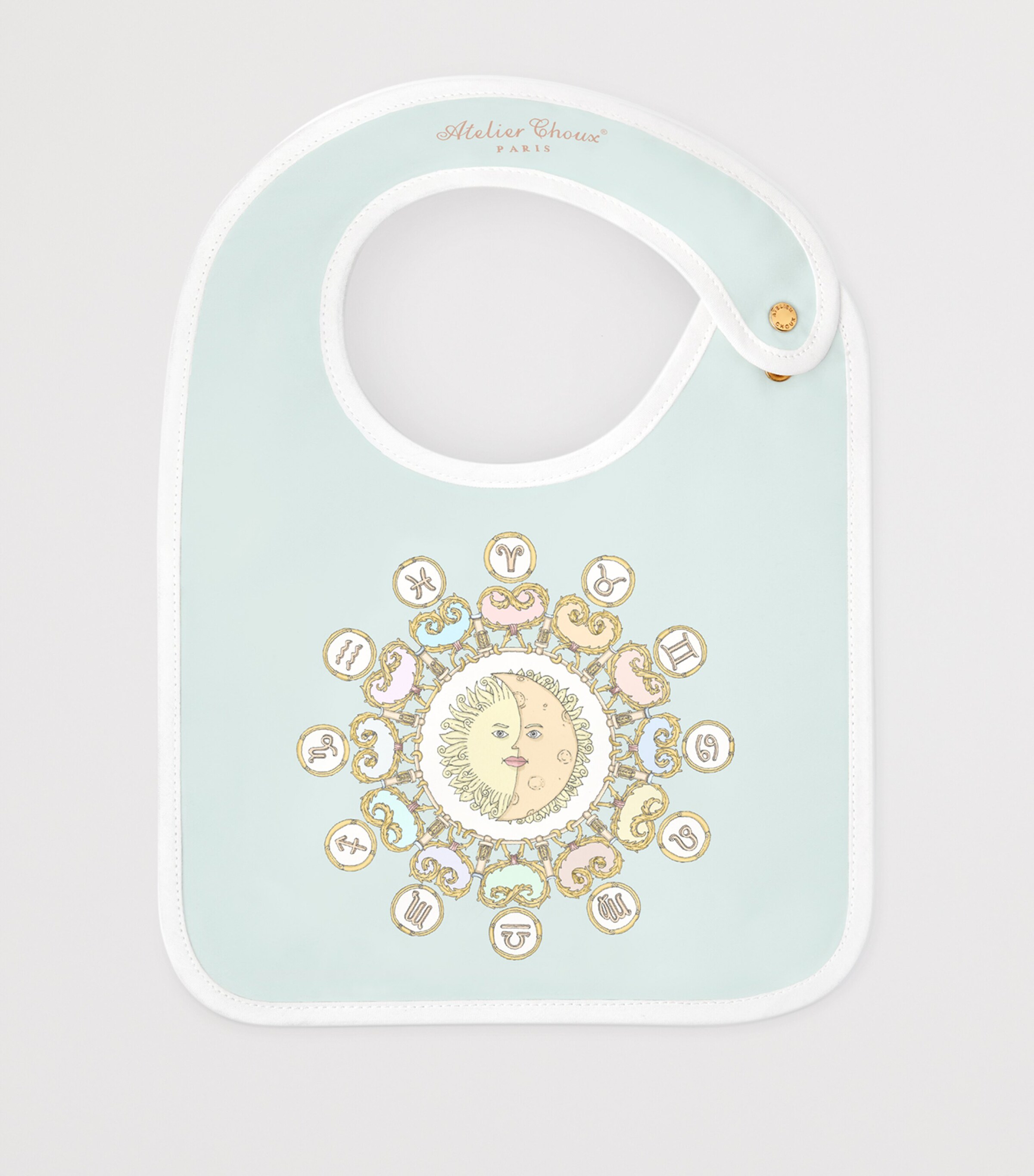Atelier Choux Organic Cotton Zodiac Swaddle and Bib Gift Set Blue Image 3