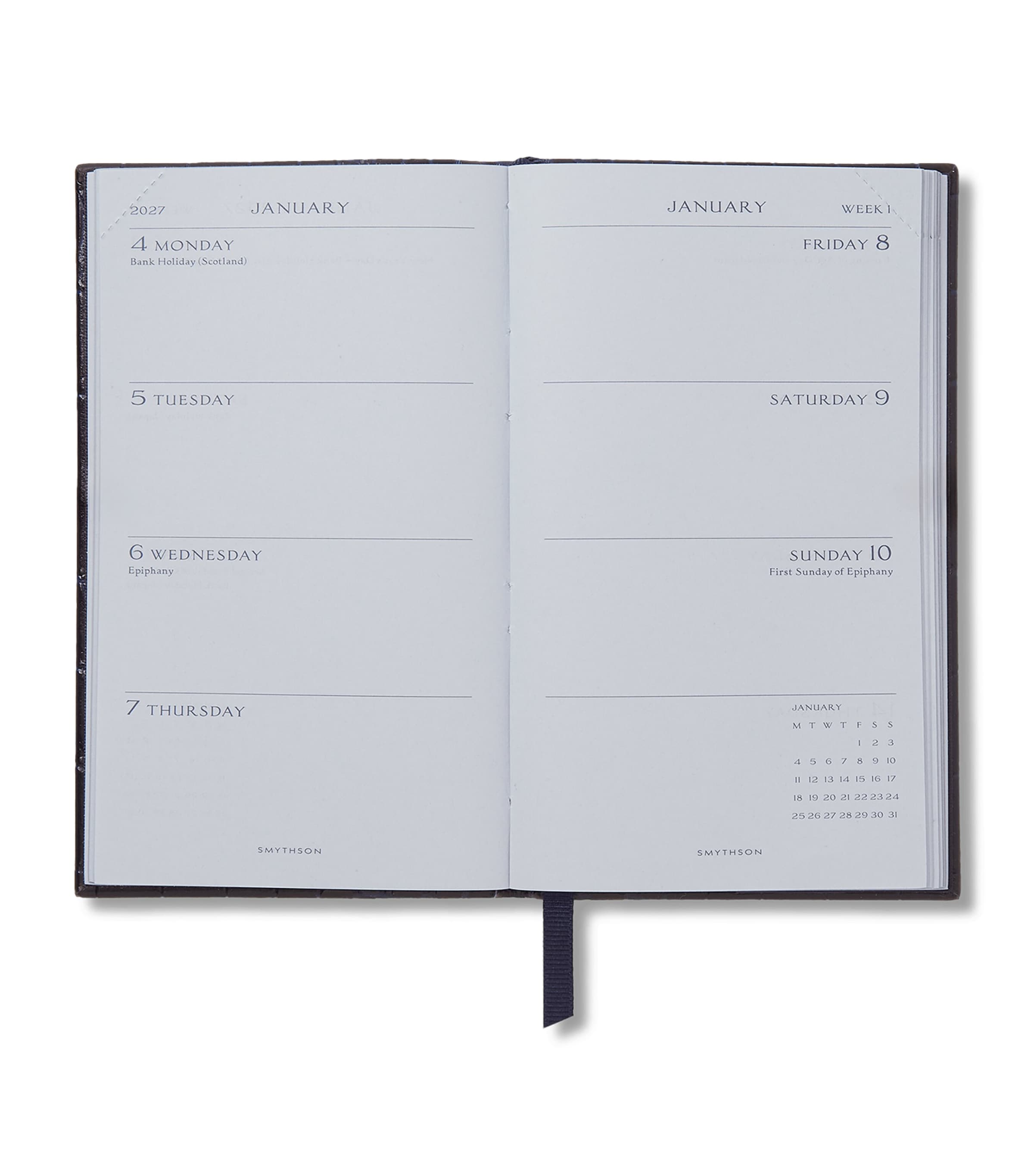 Smythson Leather Panama Weekly Diary 2027 Navy Image 2