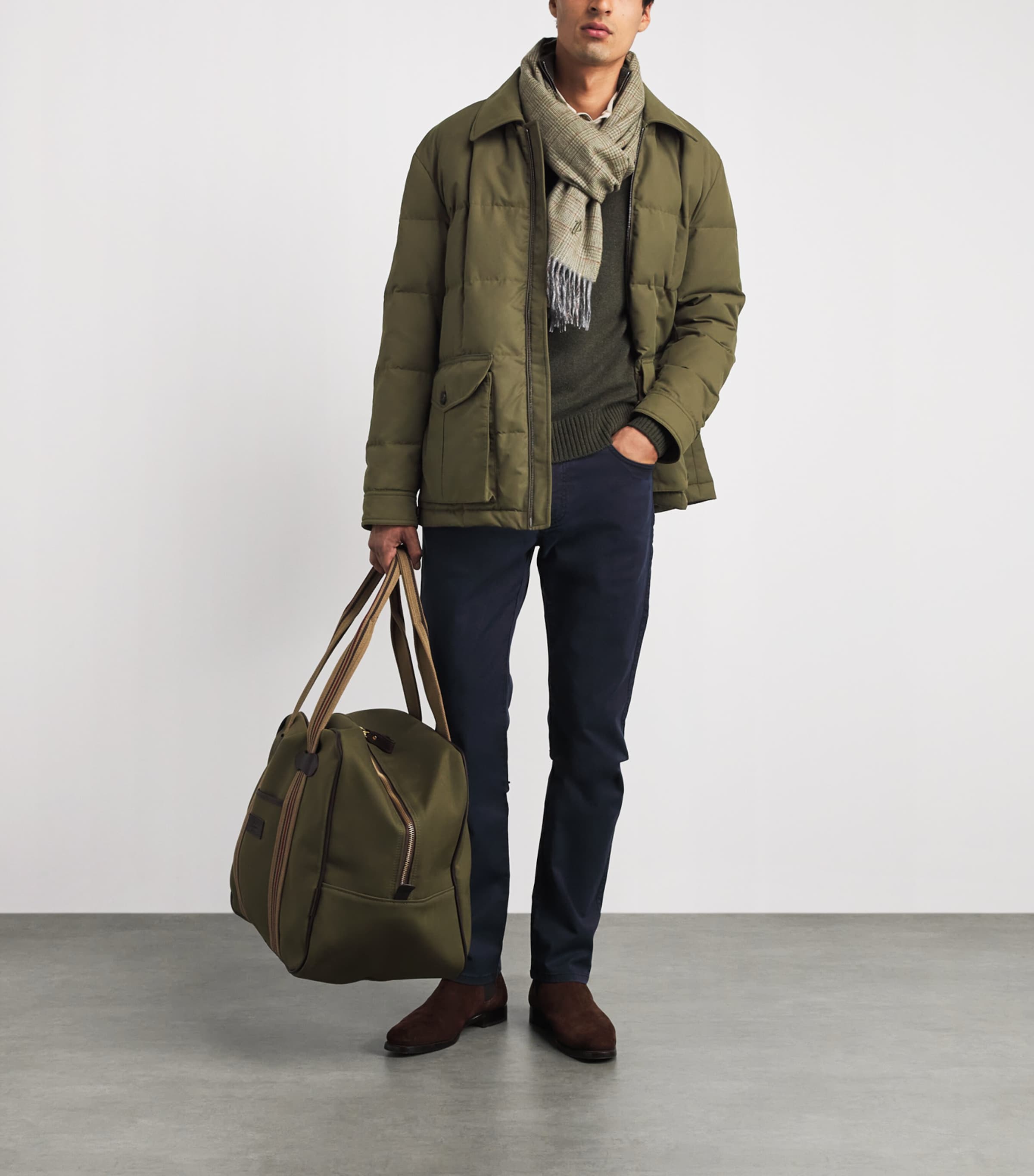 Purdey Mens Cotton-Blend Snowden Quilted Jacket Military Image 2
