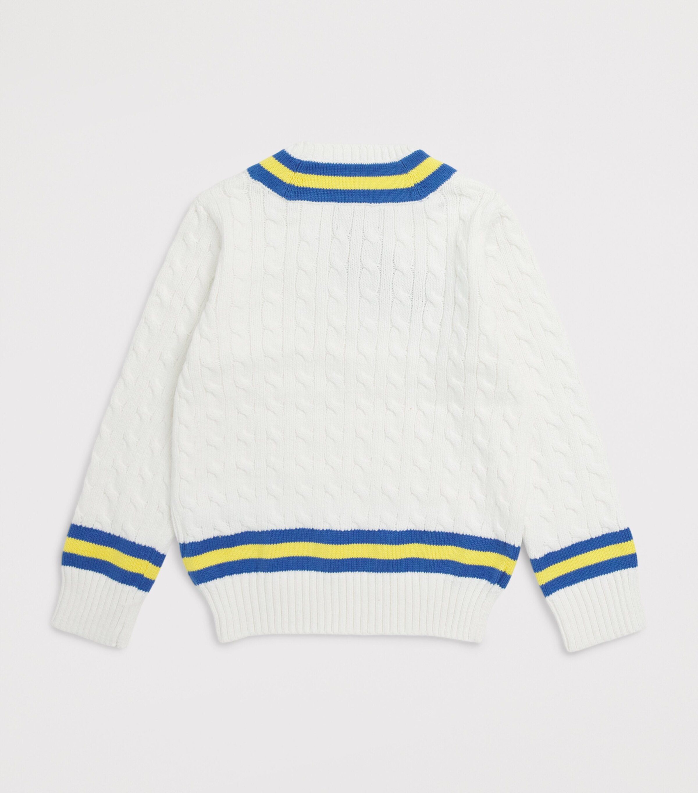 Ralph Lauren Kids Cotton Stripe V-Neck Sweater (2-7 Years) White Image 2