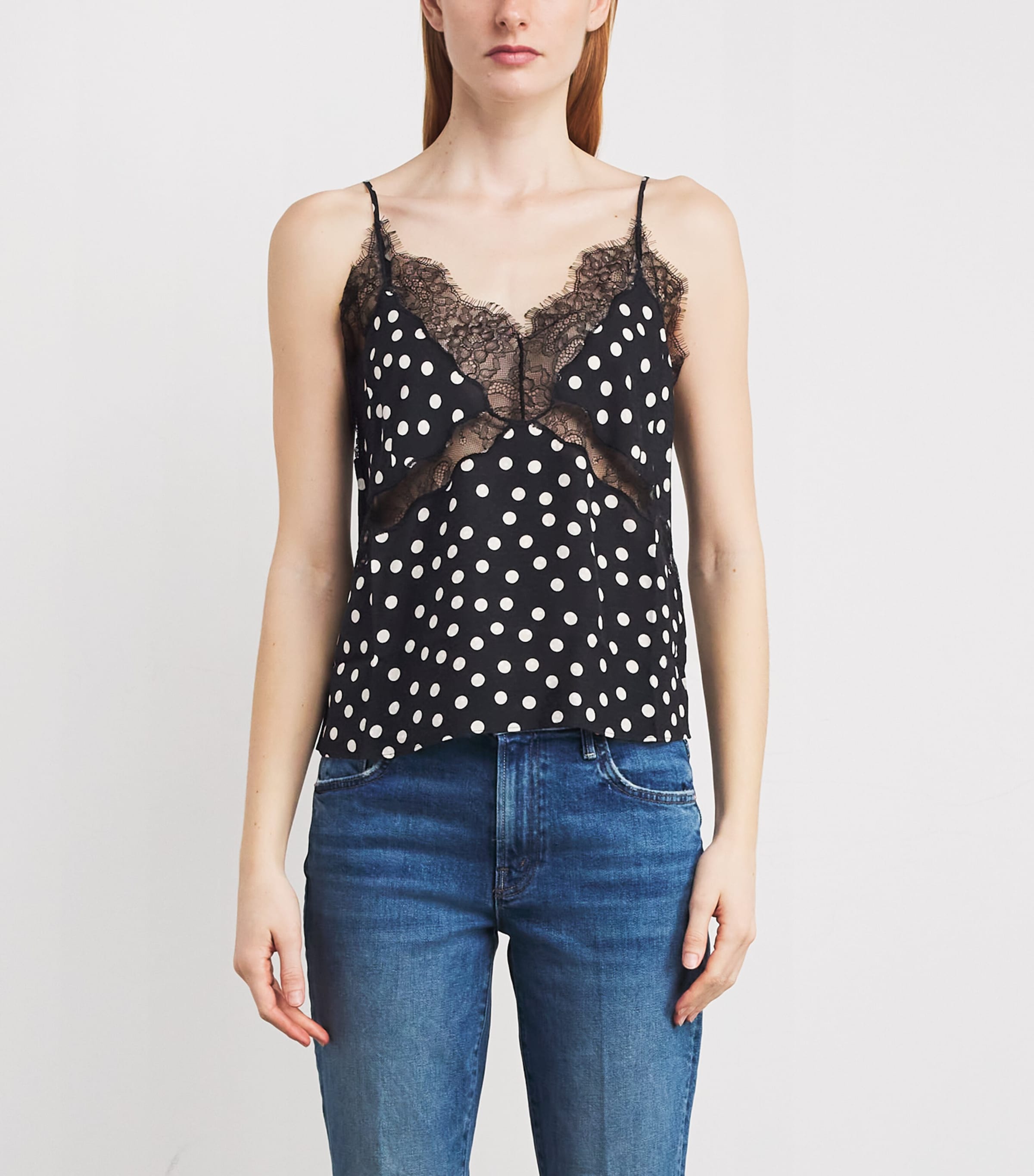 Polka Dot Amelia Cami Top WHITE/BLACK Image 3
