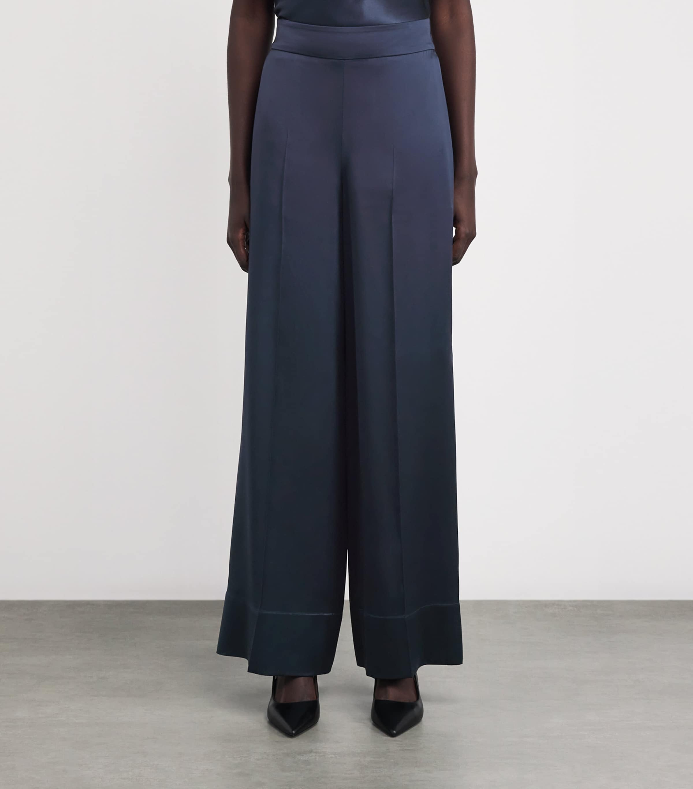 Joseph Womens Satin Dijon Tailored Trousers Indigo Image 3